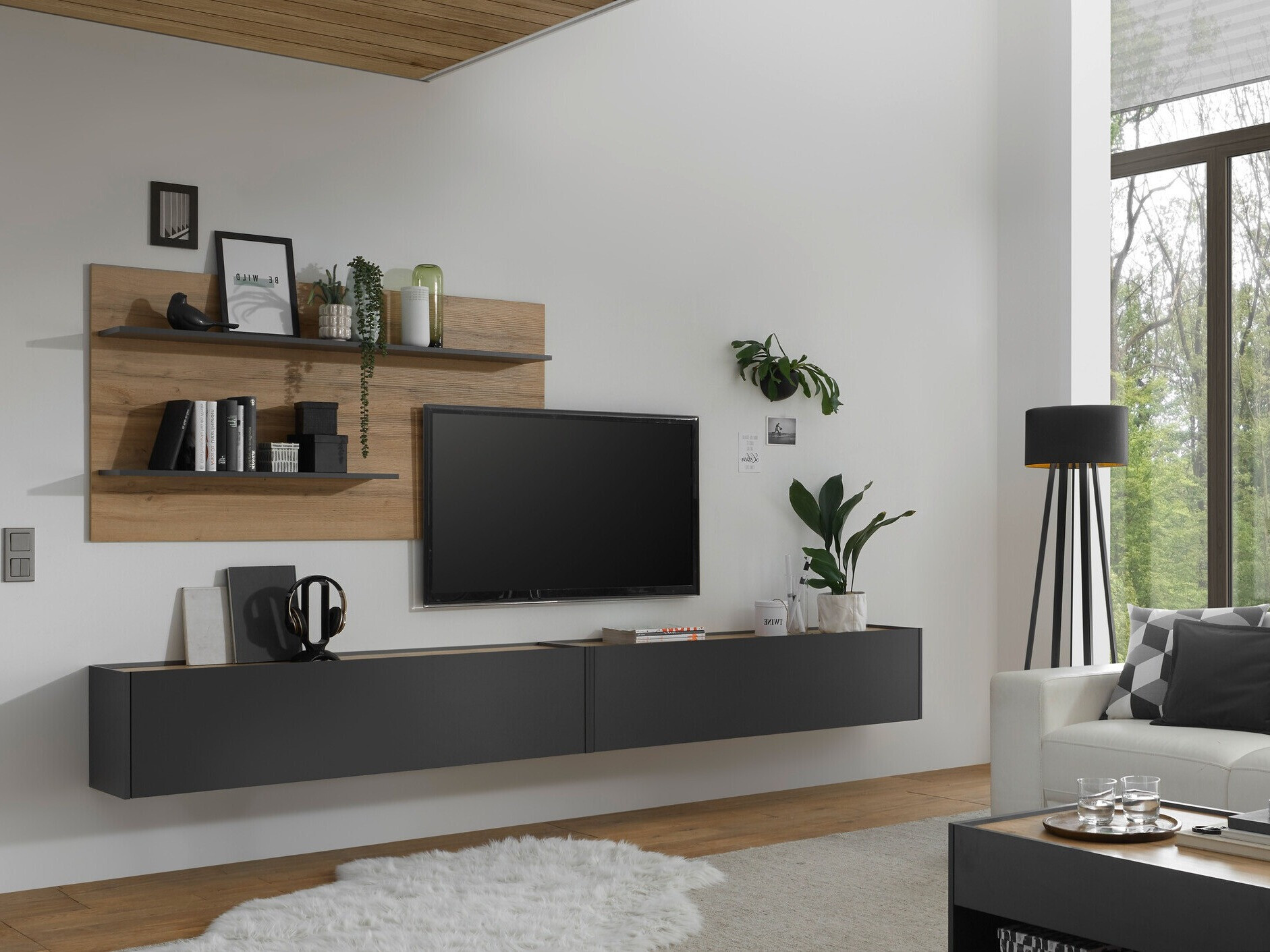 Комплект за хол Elbsori 120 (Антрацит + Дъб уотан)