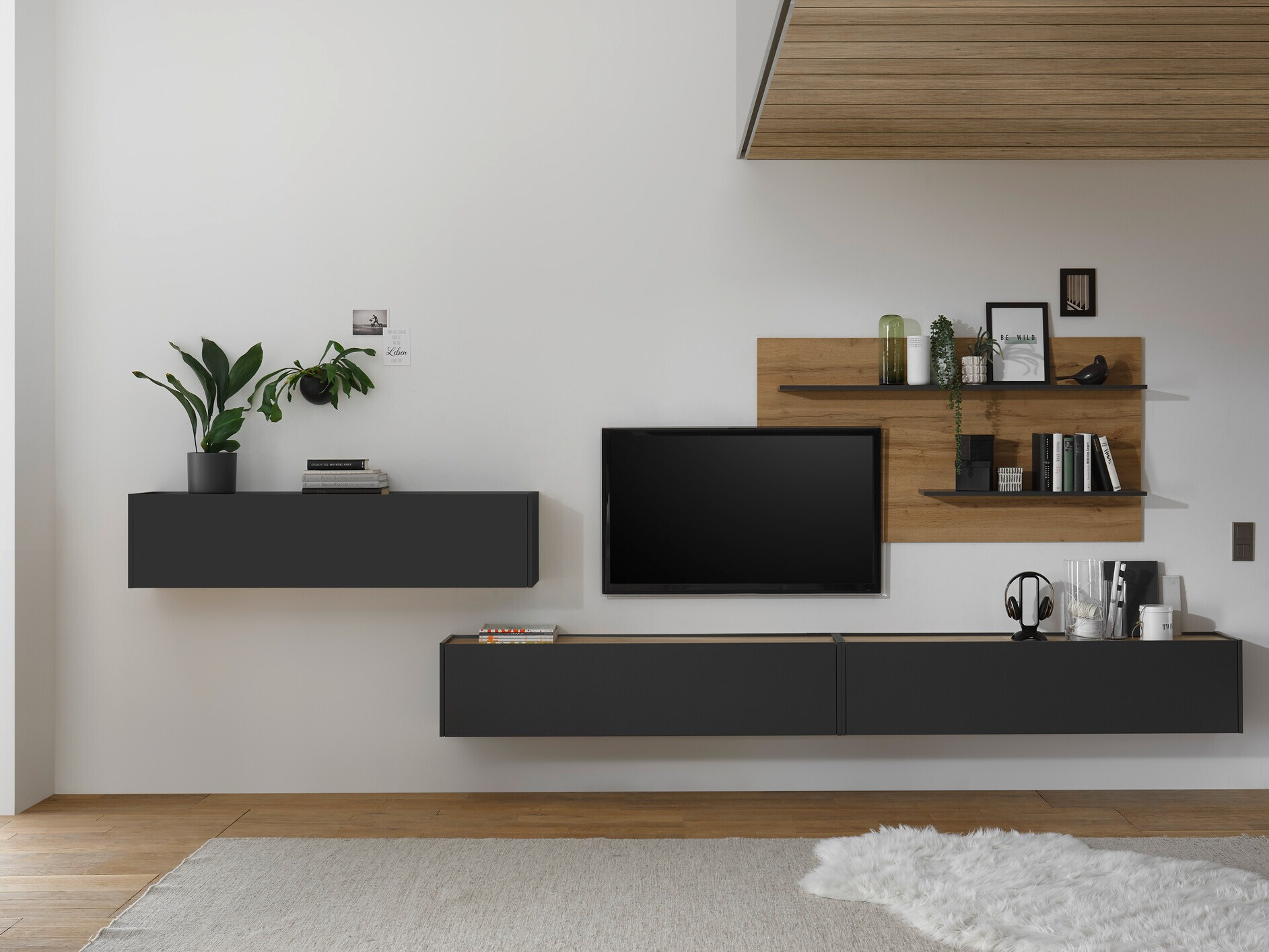 Комплект за хол Elbsori 121 (Антрацит + Дъб уотан)