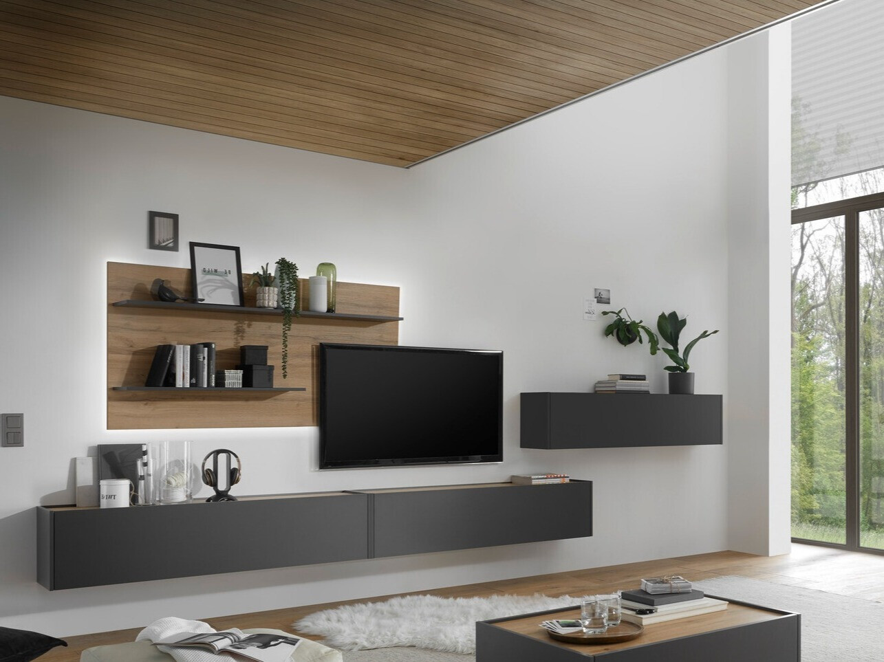 Комплект за хол Elbsori 121 (Антрацит + Дъб уотан)