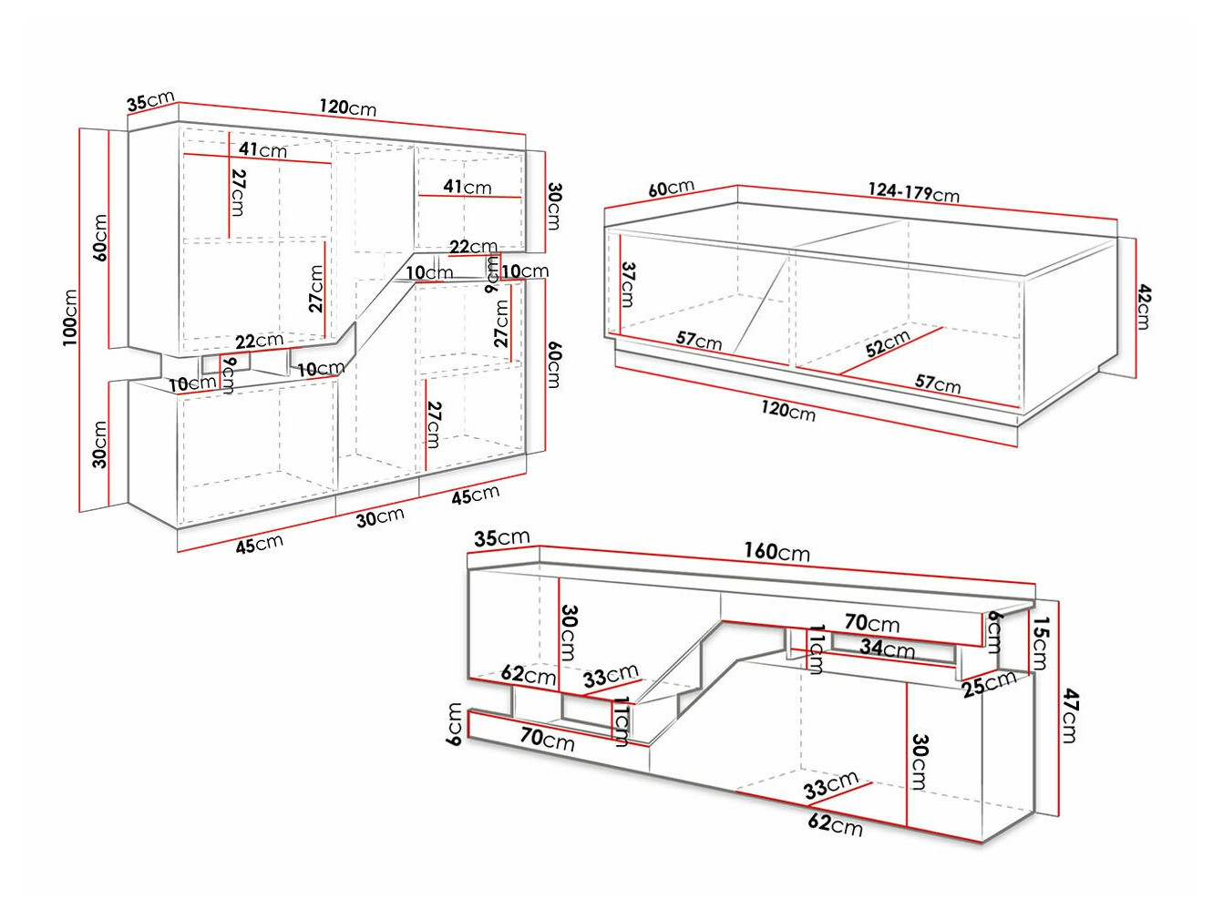 Комплект за хол Comfivo Daldune I (Дъб уотан + Антрацит)