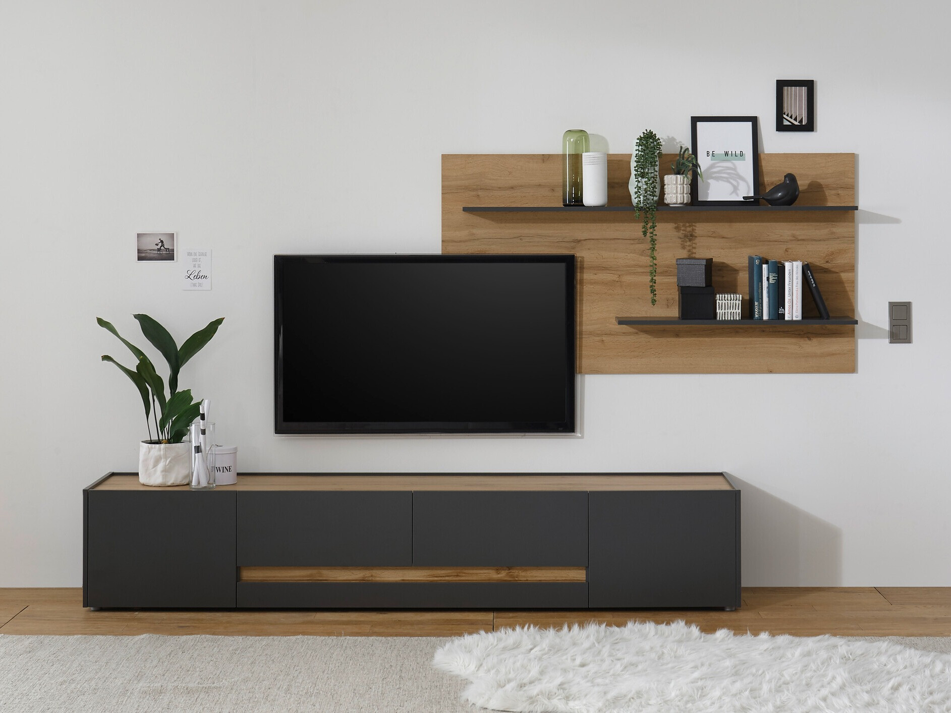 Комплект за хол Elbsori 124 (Антрацит + Дъб уотан)