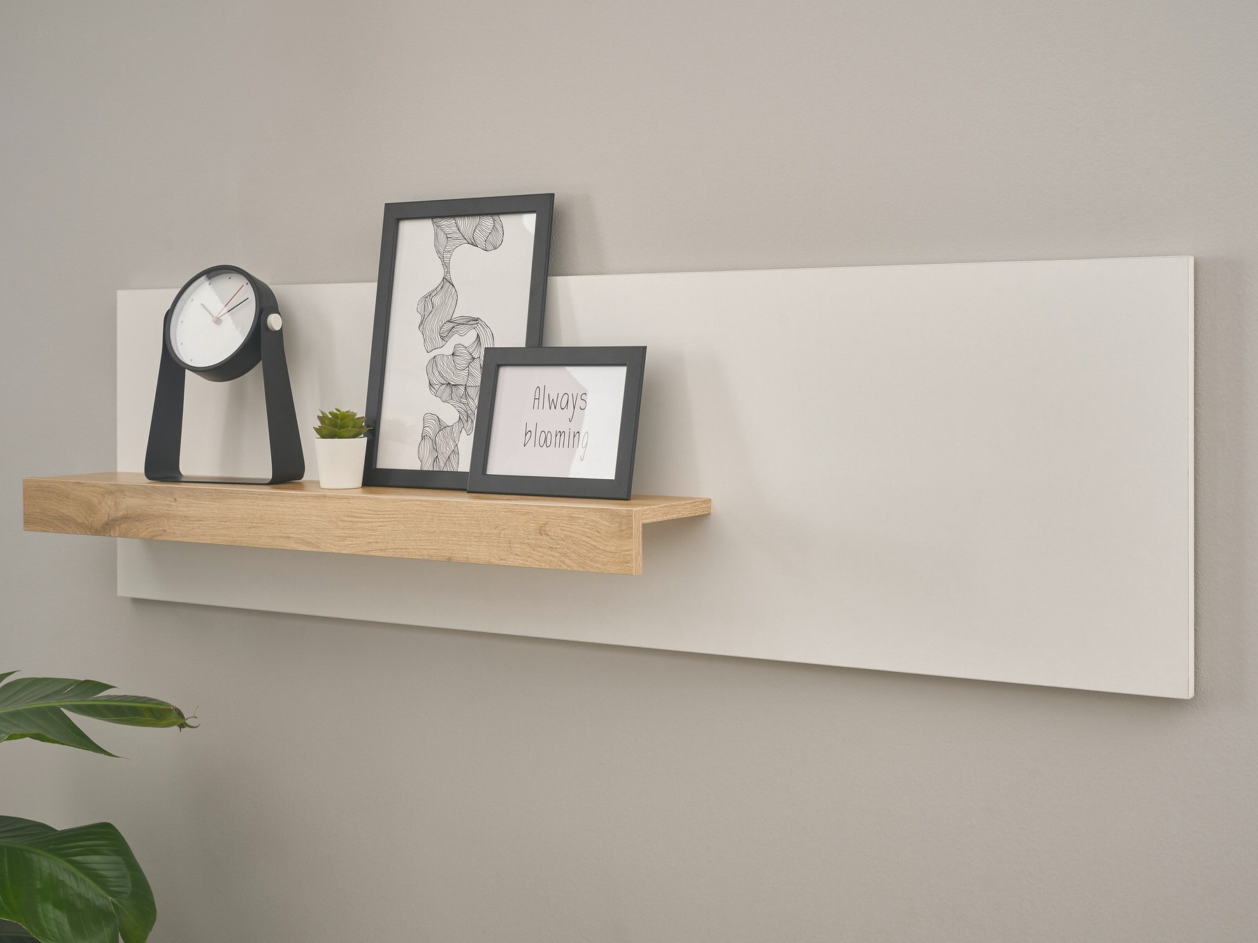 Стенна етажерка Elbsori 125 (Бял + Дъб уотан)