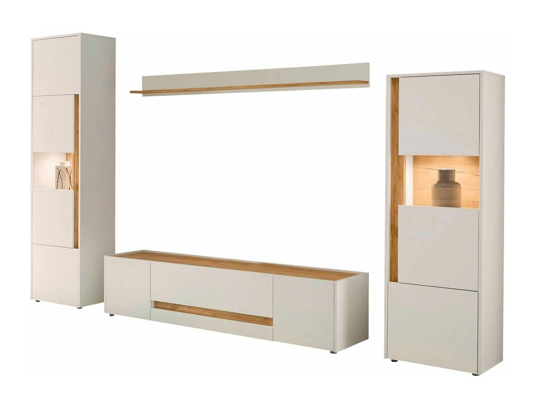Комплект за хол Elbsori 130 (Бял + Дъб уотан)