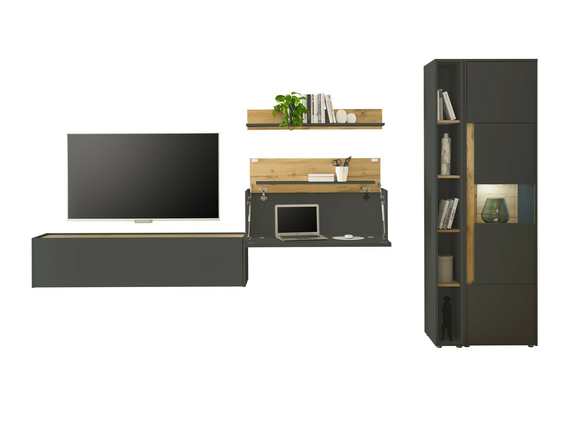 Комплект за хол Elbsori 133 (Антрацит + Дъб уотан)