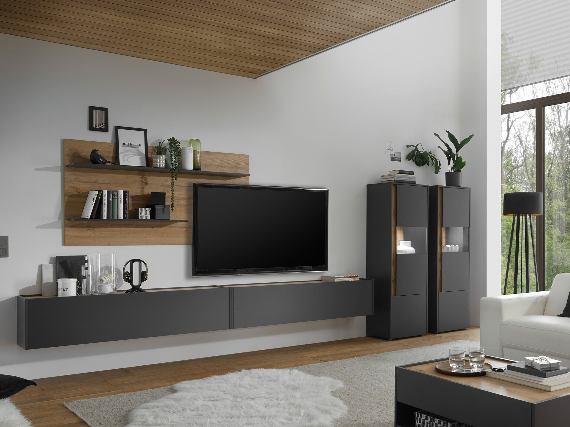 Комплект за хол Elbsori 135 (Антрацит + Дъб уотан)