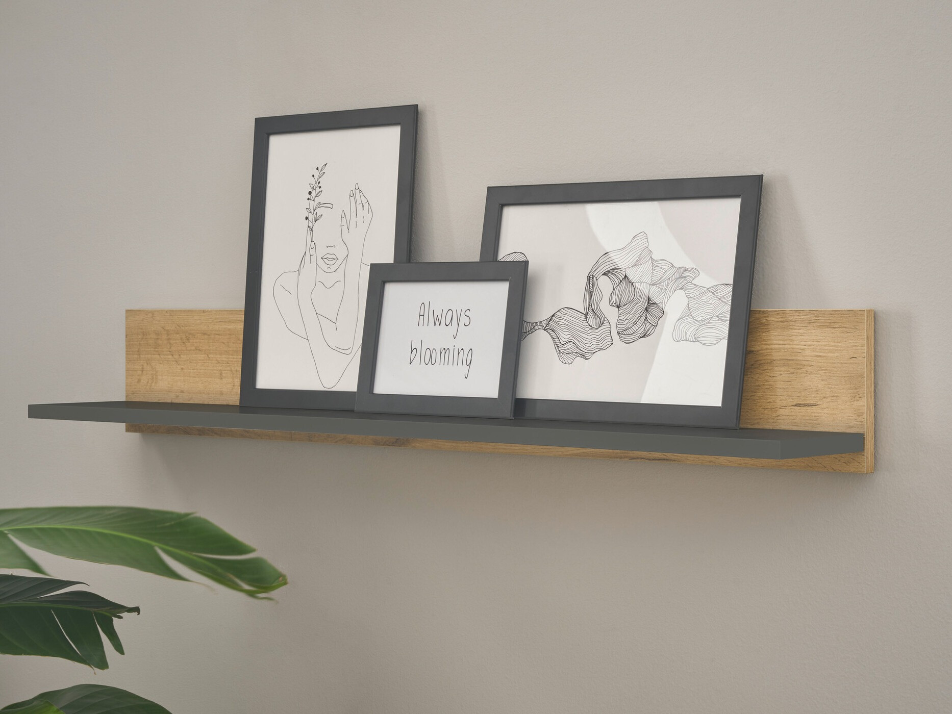 Стенна етажерка Elbsori 134 (Антрацит + Дъб уотан)