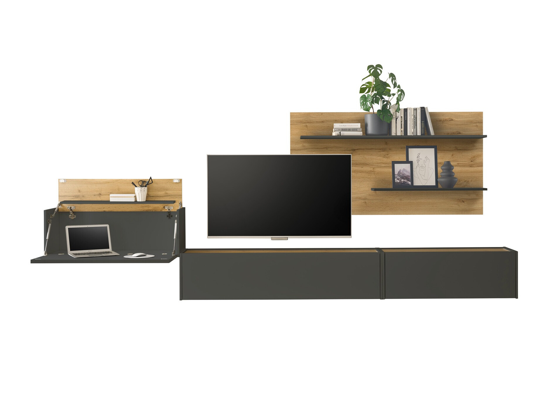 Комплект за хол Elbsori 137 (Антрацит + Дъб уотан)