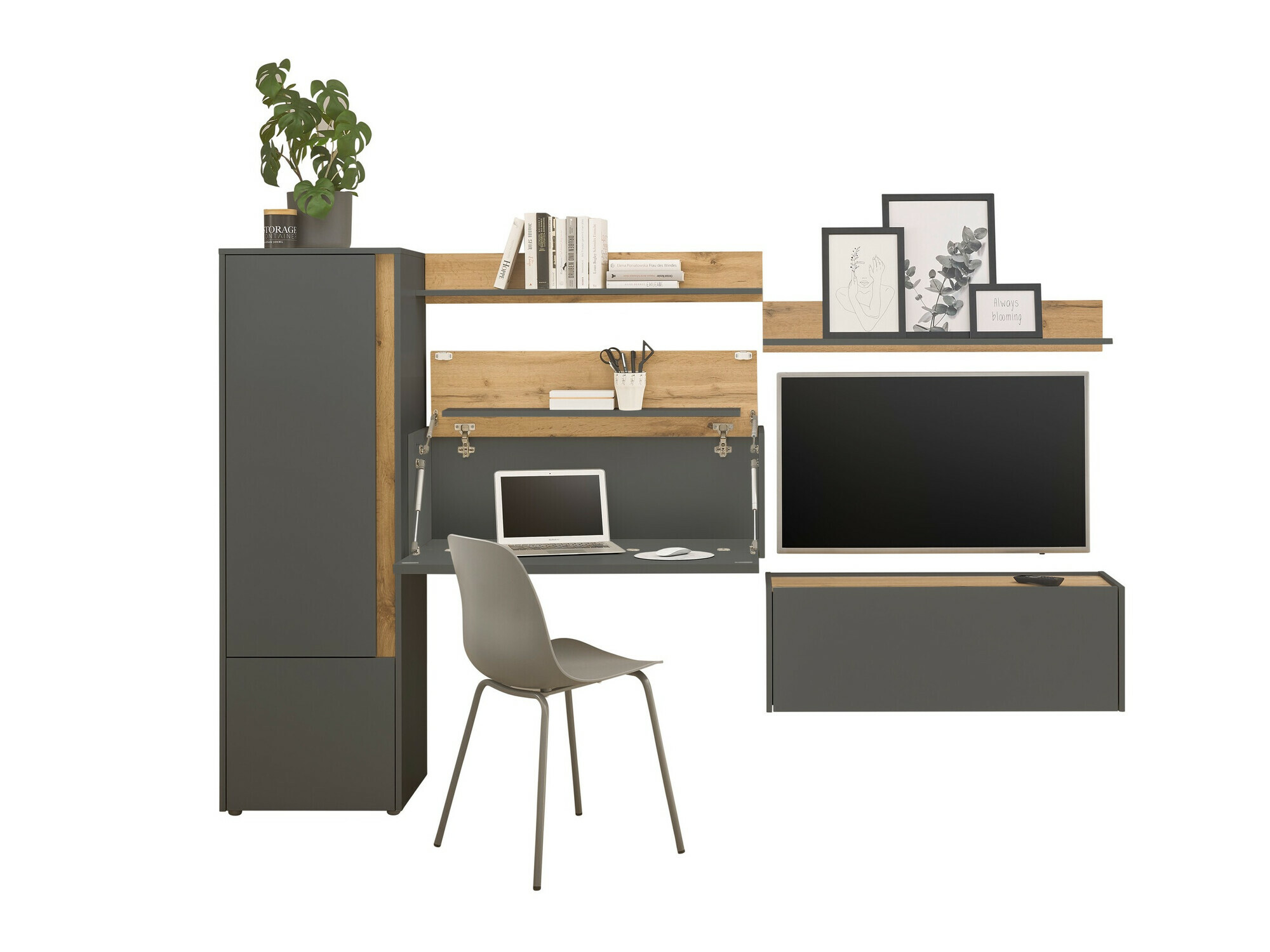 Комплект за хол Elbsori 138 (Антрацит + Дъб уотан)