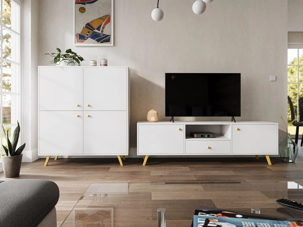 Комплект за хол Monfera 105 (Бял)