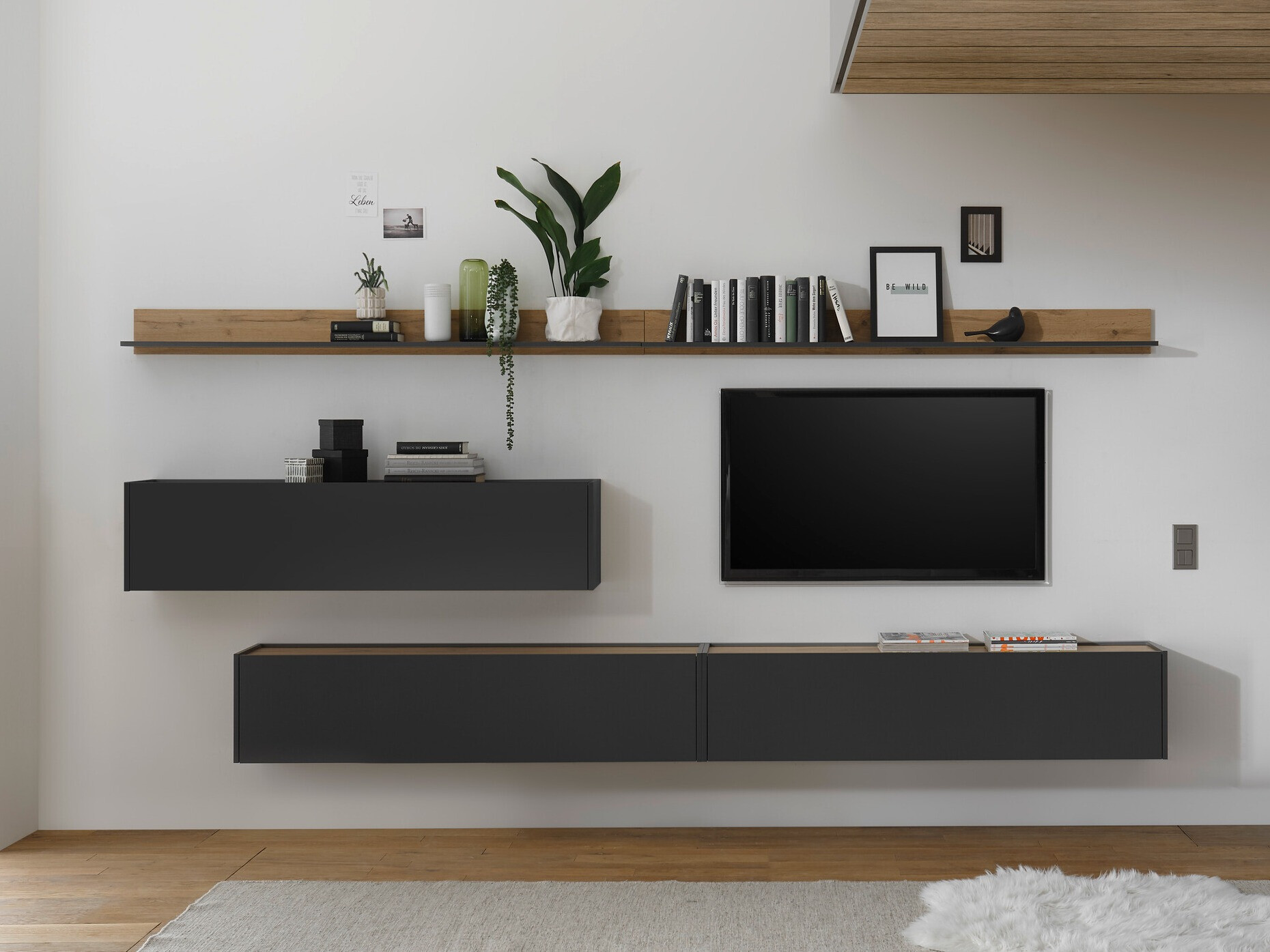 Комплект за хол Elbsori 142 (Антрацит + Дъб уотан)