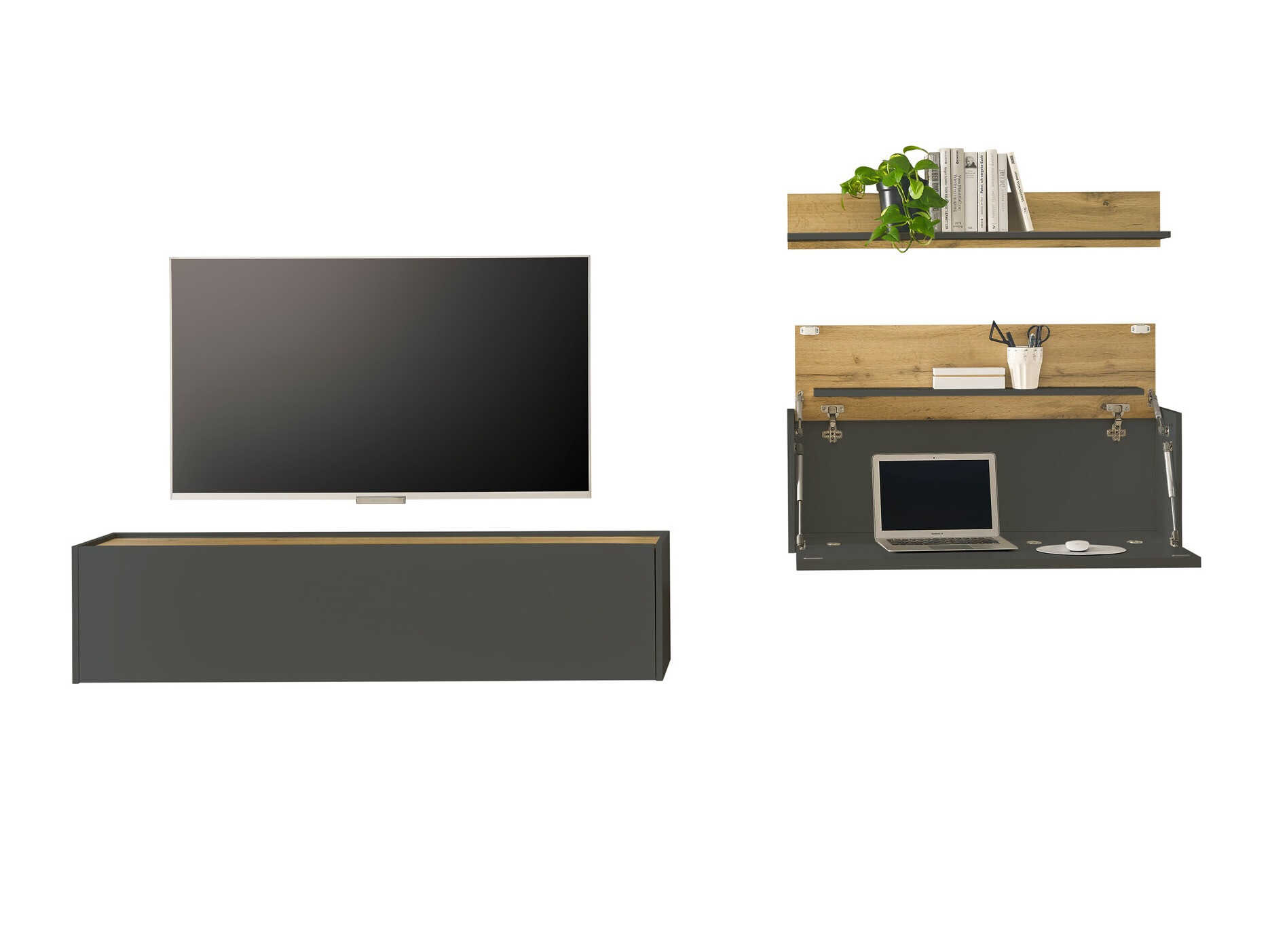 Комплект за хол Elbsori 143 (Антрацит + Дъб уотан)