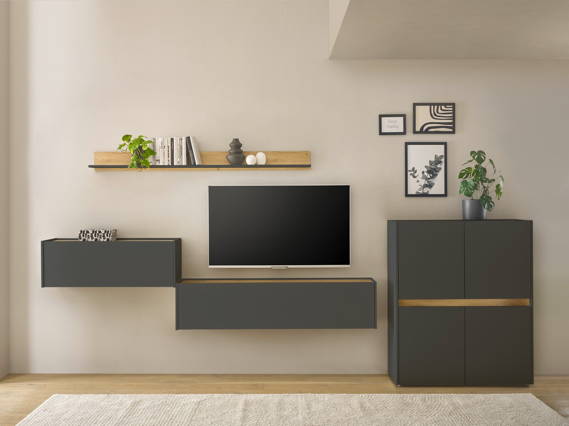 Комплект за хол Elbsori 144 (Антрацит + Дъб уотан)