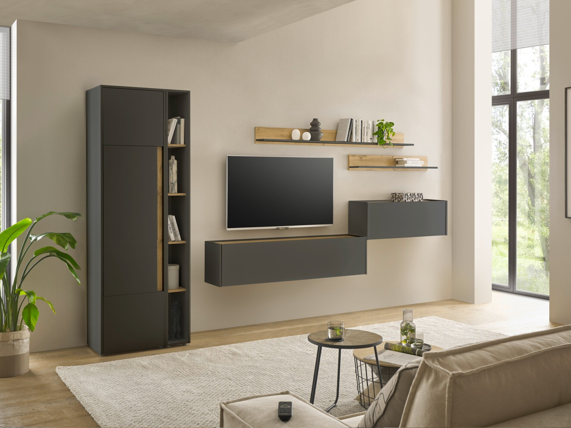 Комплект за хол Elbsori 145 (Антрацит + Дъб уотан)