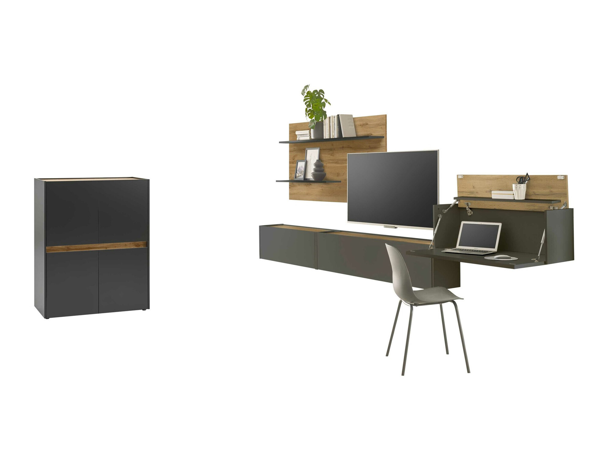 Комплект за хол Elbsori 147 (Антрацит + Дъб уотан)