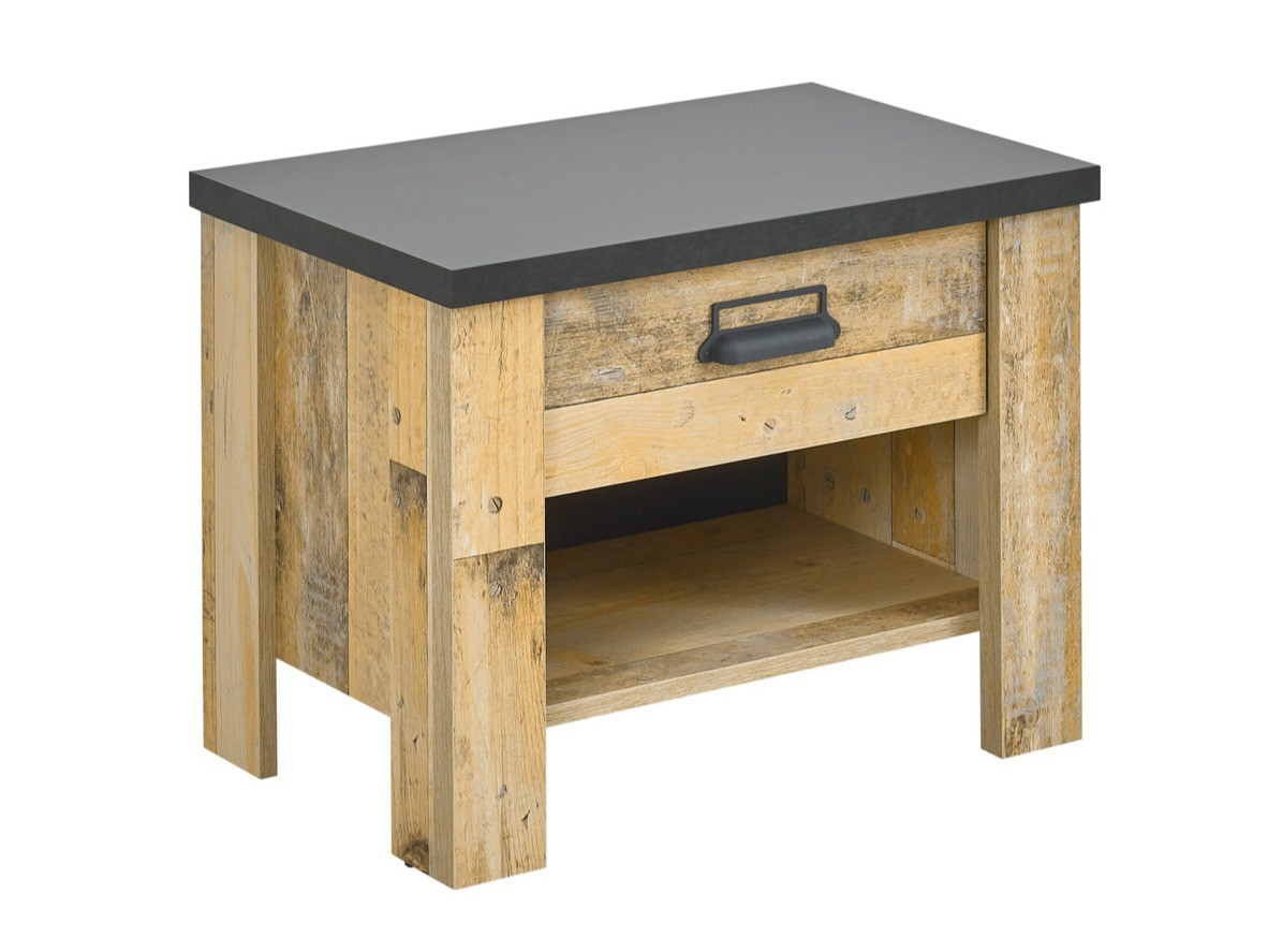 Нощно шкафче Cirtale 104 (Отлежало дърво + Антрацит)