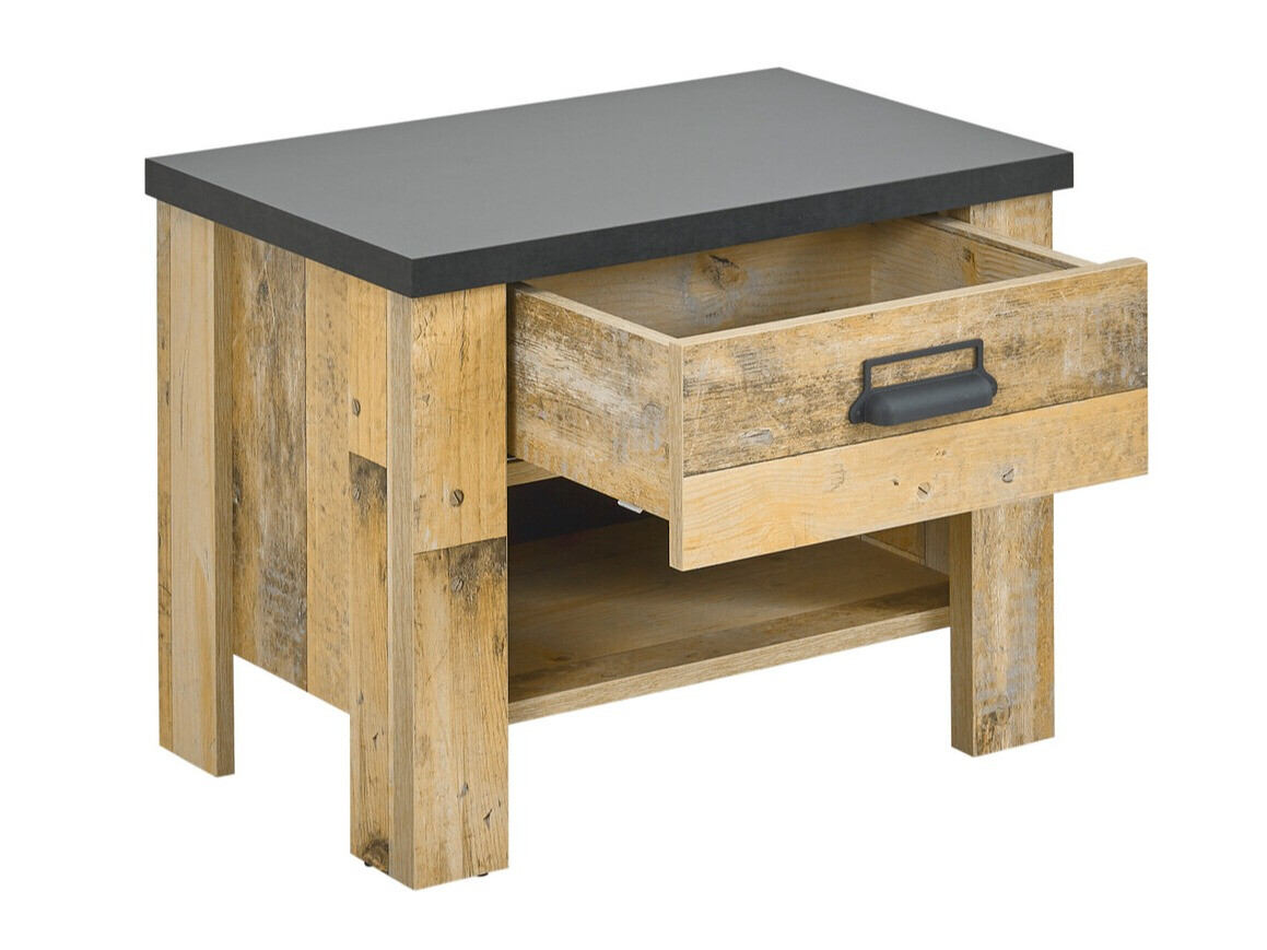 Нощно шкафче Cirtale 104 (Отлежало дърво + Антрацит)