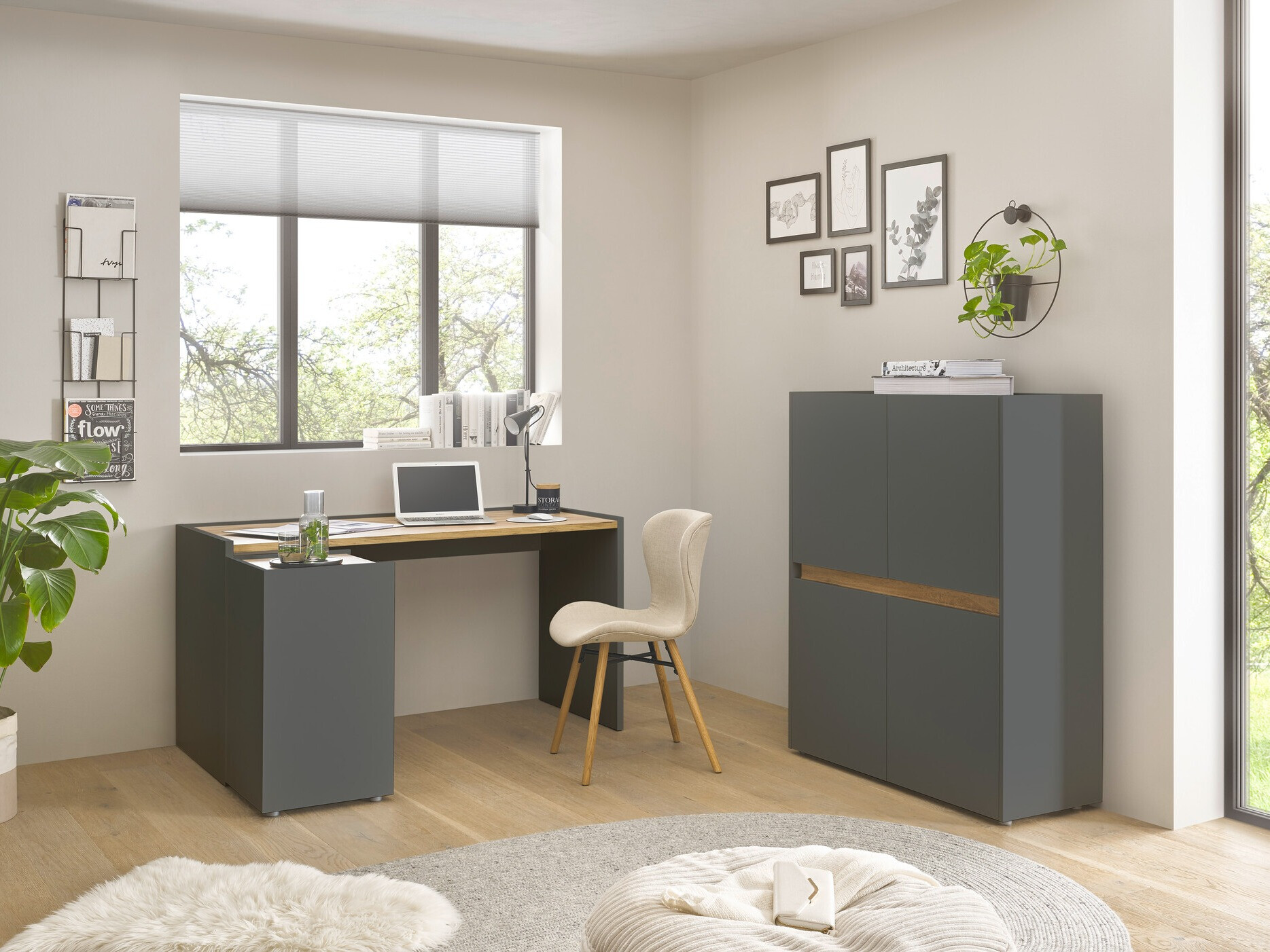 Комплект за домашен офис Elbsori 150 (Антрацит + Дъб уотан)