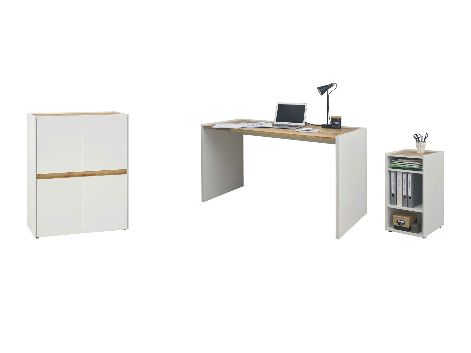 Комплект за домашен офис Elbsori 150 (Бял + Дъб уотан)