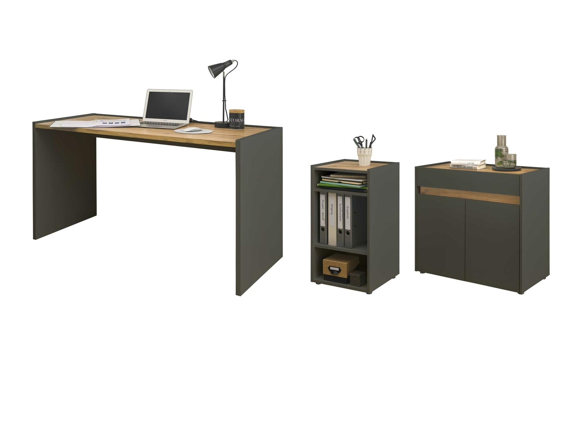 Комплект за домашен офис Elbsori 151 (Антрацит + Дъб уотан)