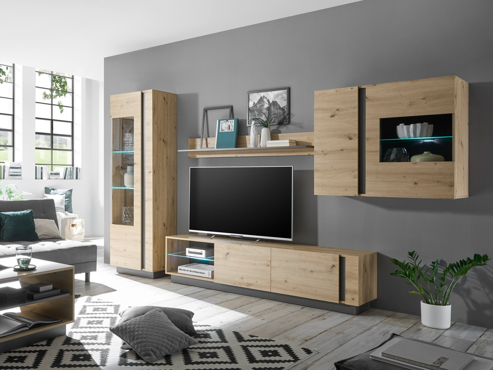 Окачен шкаф Veropho 105 (Artisan дъб + Графит)