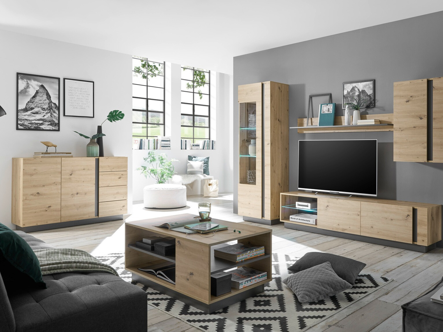 Скрин Veropho 107 (Artisan дъб + Графит)