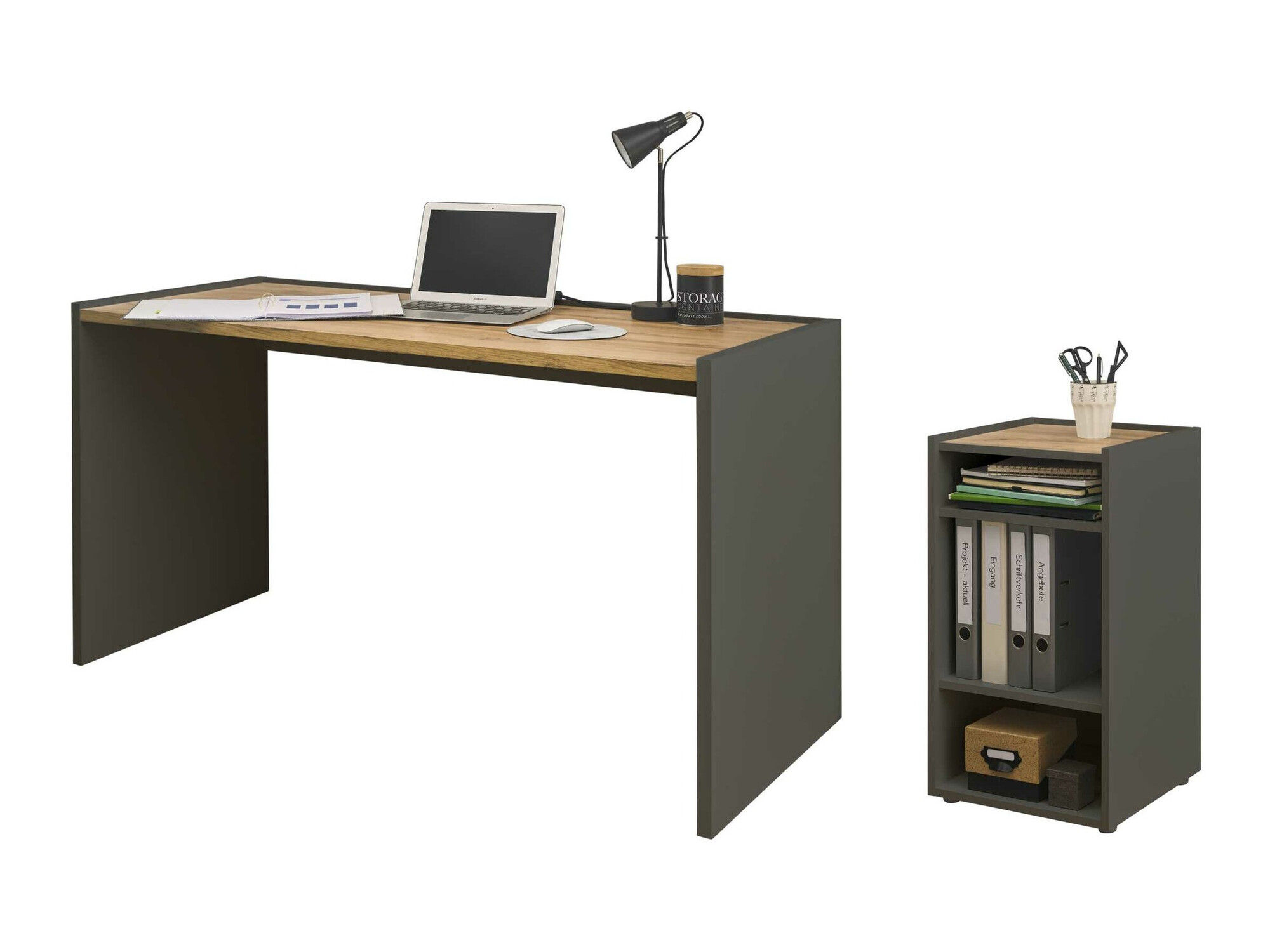 Комплект за домашен офис Elbsori 153 (Антрацит + Дъб уотан)