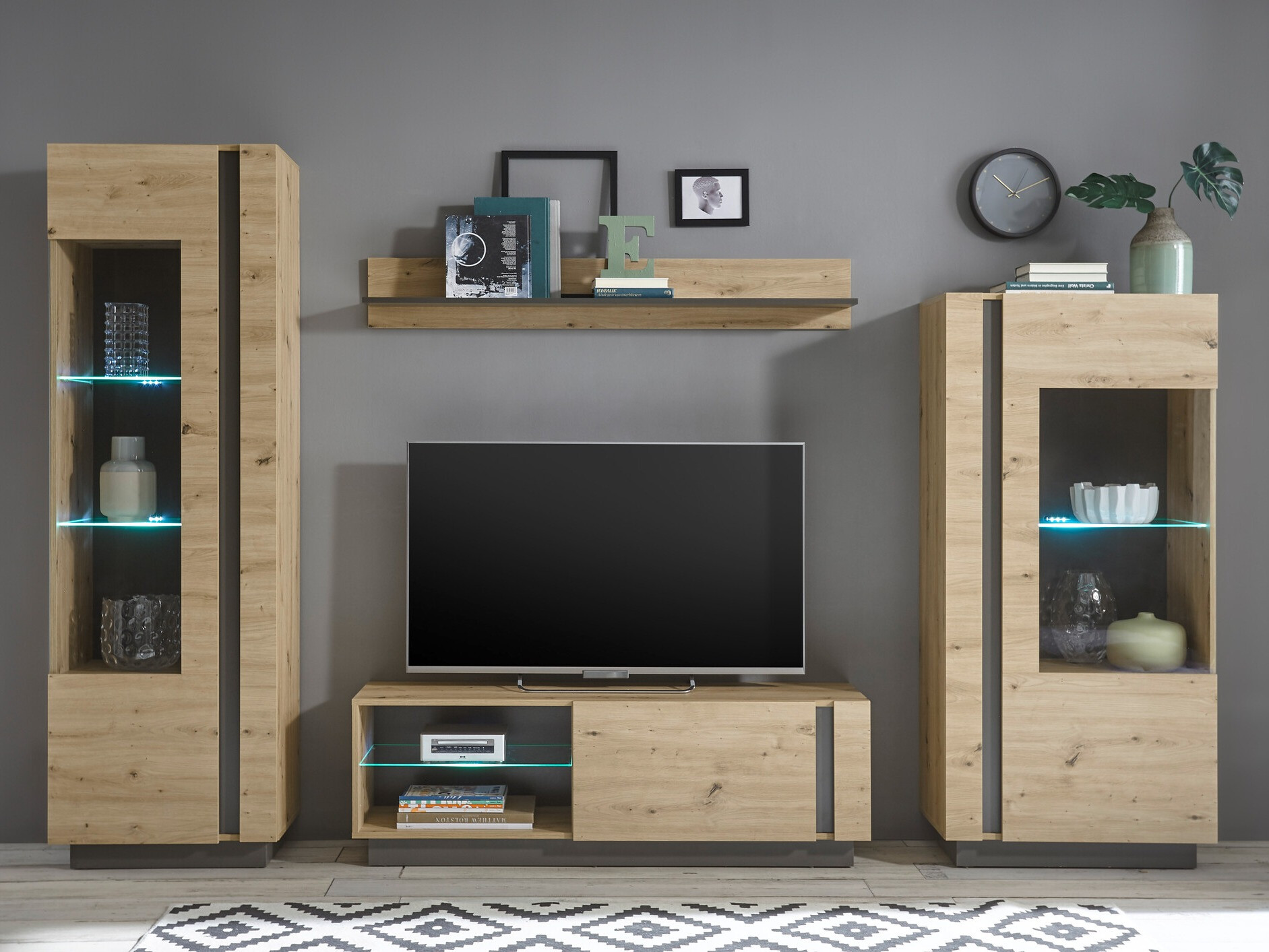 Комплект за хол Veropho 110 (Artisan дъб + Графит)