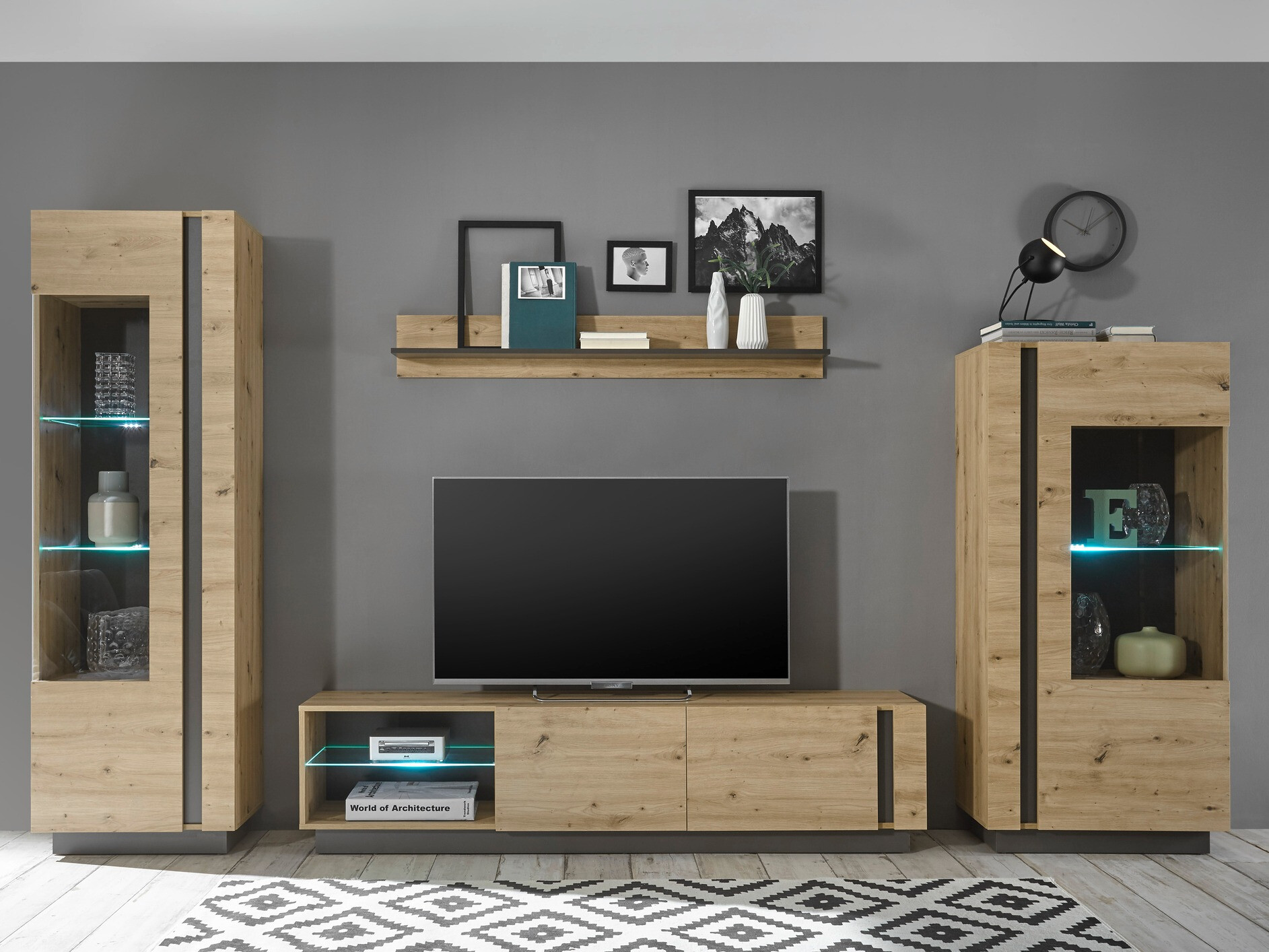 Комплект за хол Veropho 112 (Artisan дъб + Графит)