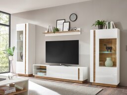 Комплект за хол Veropho 112 (Бял гланц + Grandson дъб)