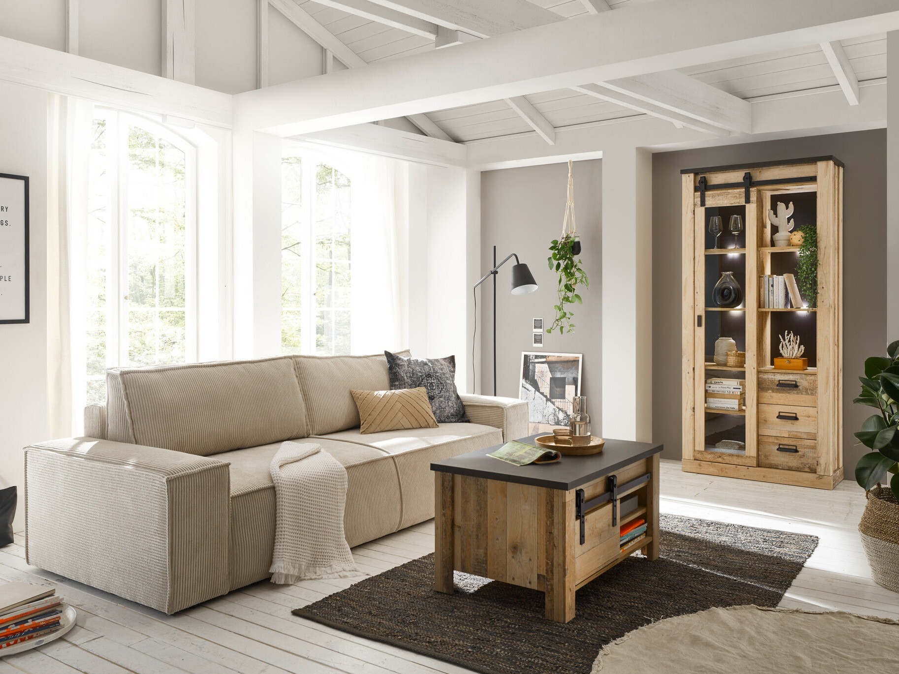 Етажерка Cirtale 121 (Отлежало дърво + Антрацит)