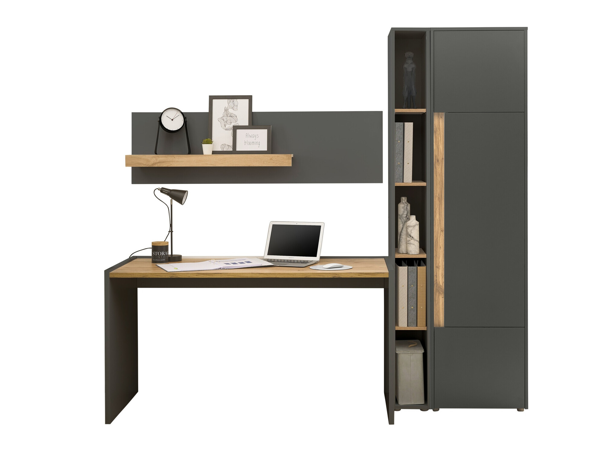 Комплект за домашен офис Elbsori 155 (Антрацит + Дъб уотан)