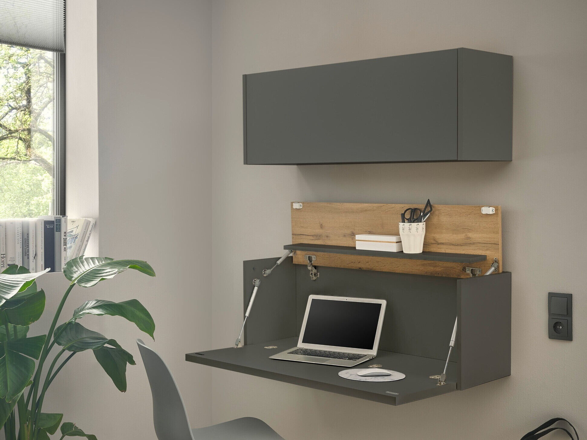 Комплект за домашен офис Elbsori 158 (Антрацит + Дъб уотан)