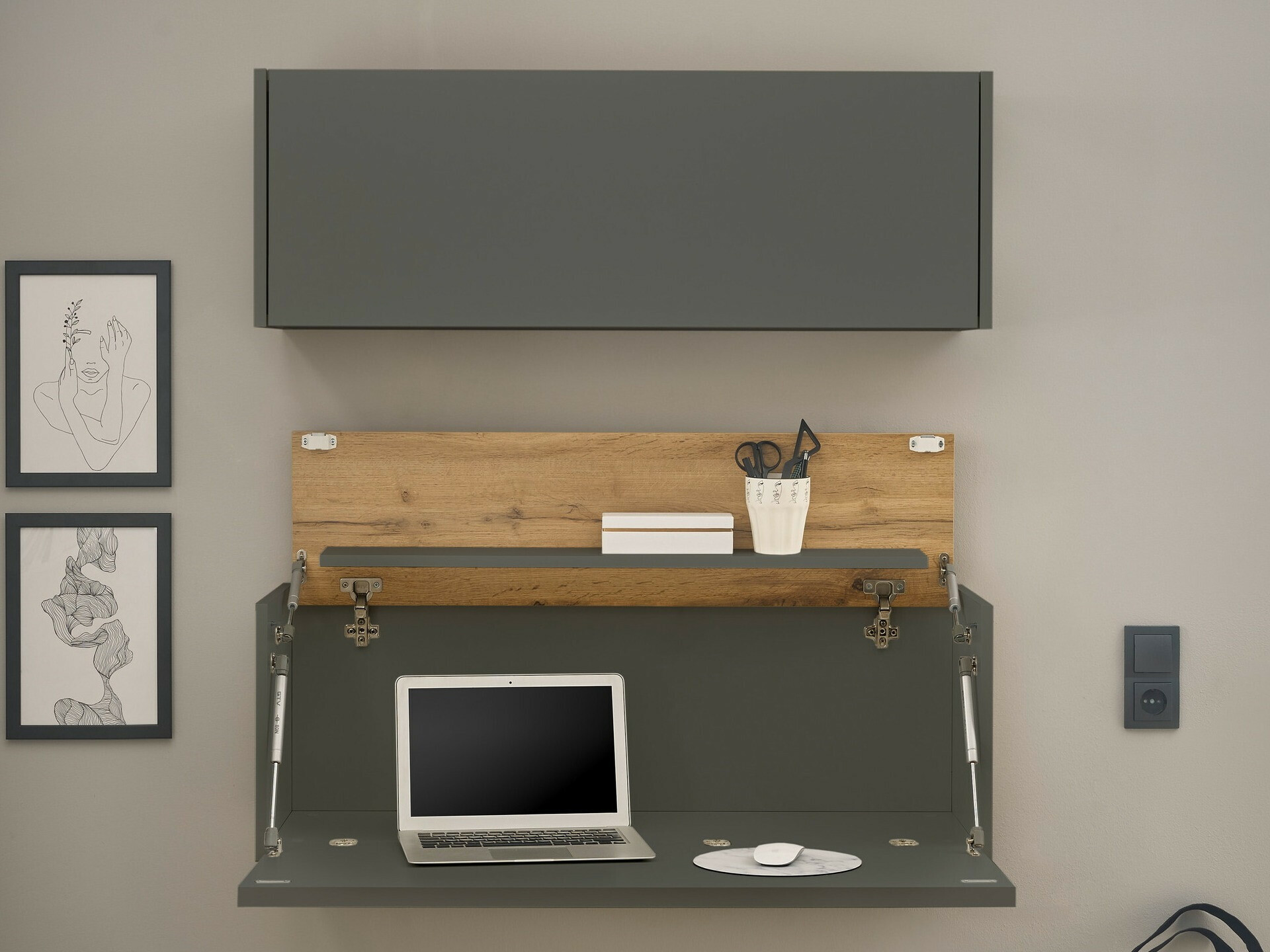 Комплект за домашен офис Elbsori 158 (Антрацит + Дъб уотан)