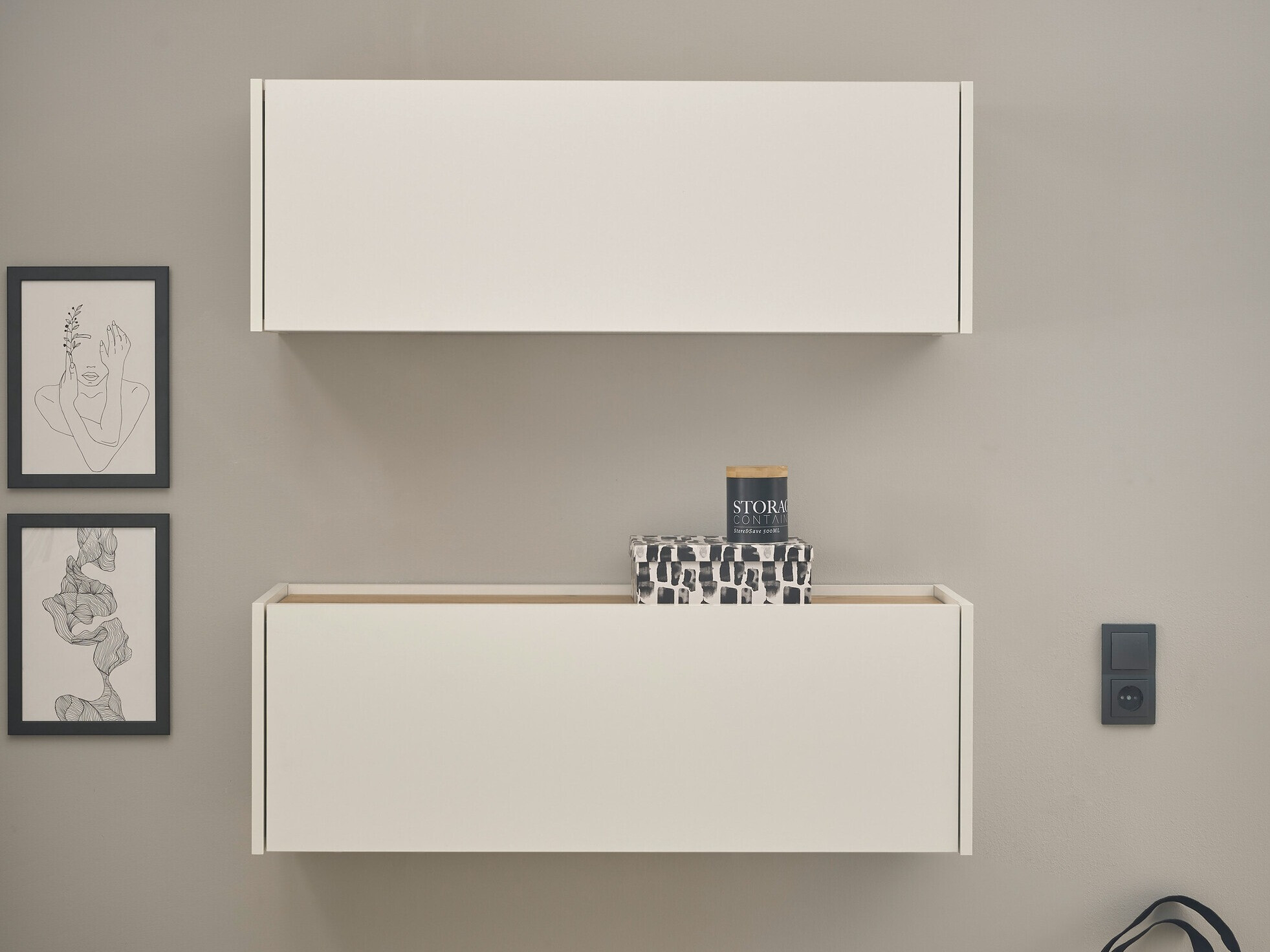 Комплект за домашен офис Elbsori 158 (Бял + Дъб уотан)