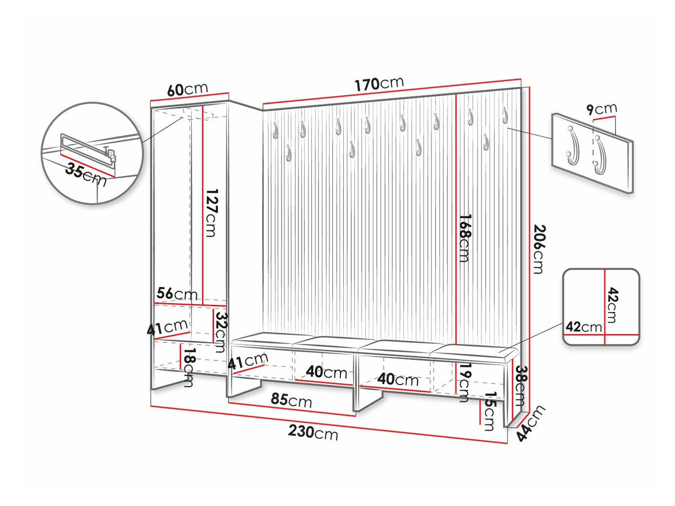 Комплект за антре Donio VI (Artisan дъб + Manila 02)