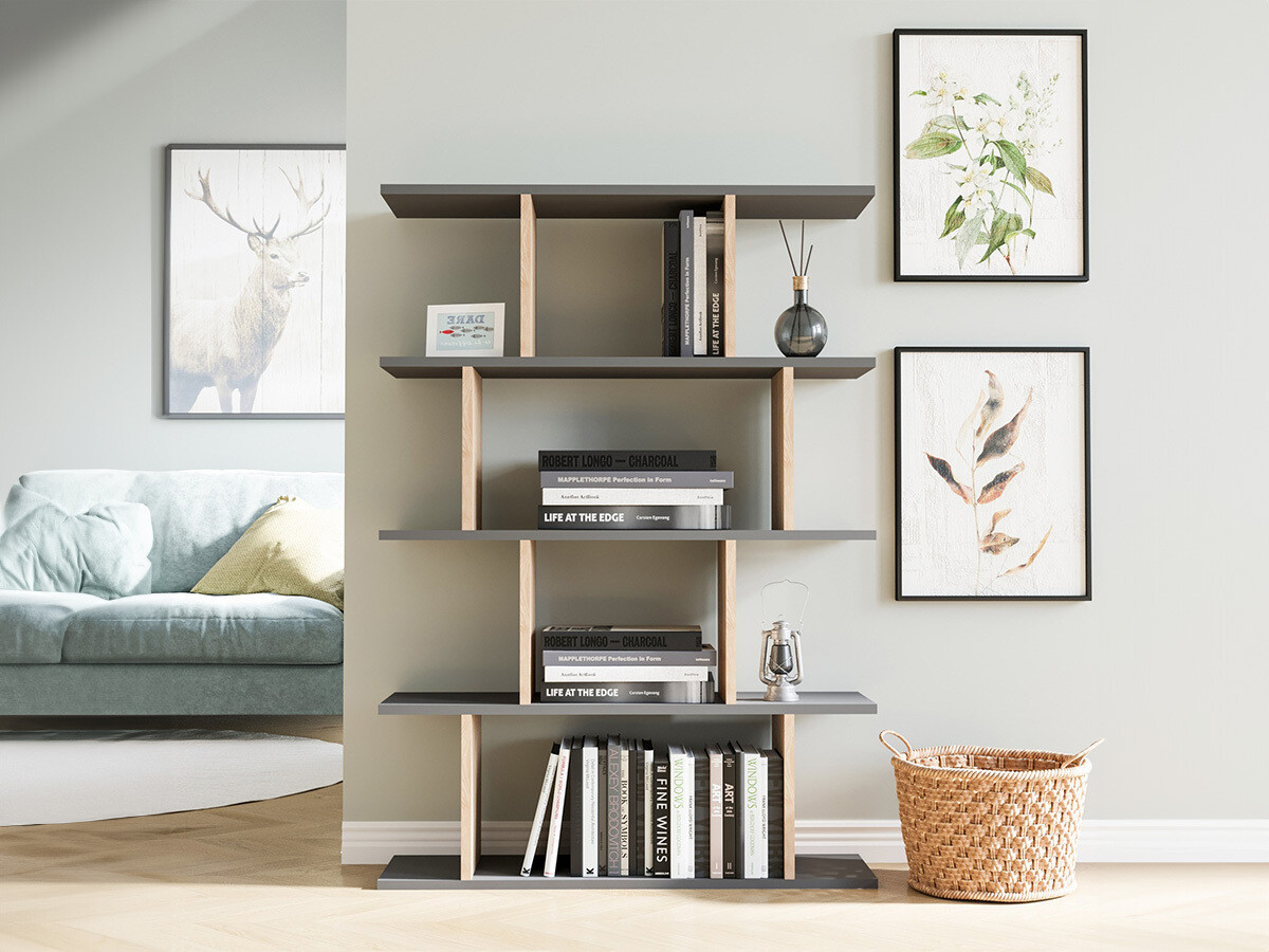 Етажерка Kailua 1048 (Антрацит + Дъб)