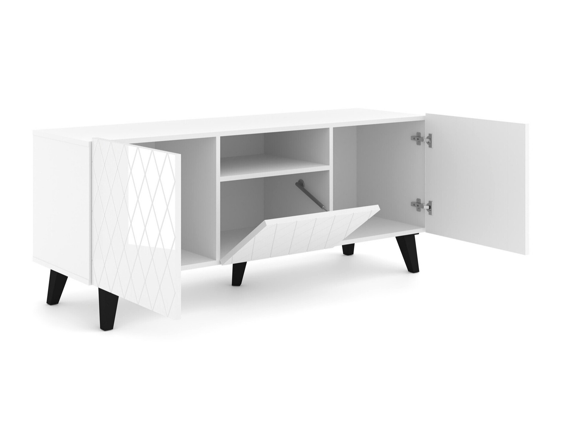 ТВ шкаф Melmoro 105 (Бял гланц + Черен)