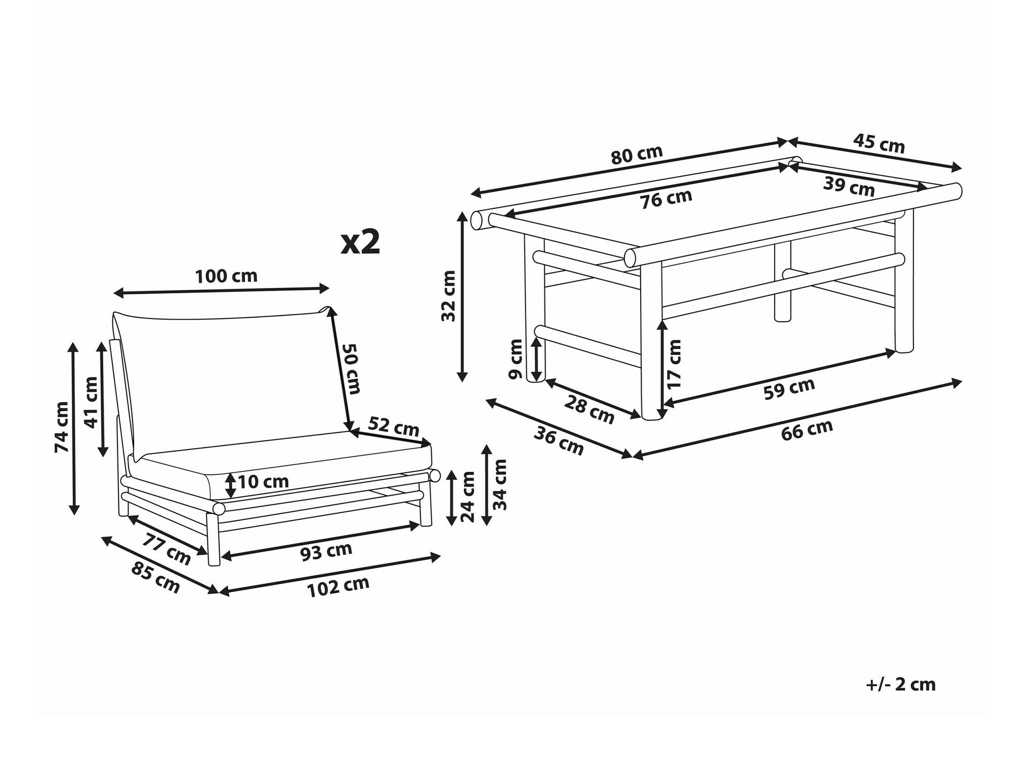 Градински комплект Berwyn 1835 (Бежов + Ярък дърво)