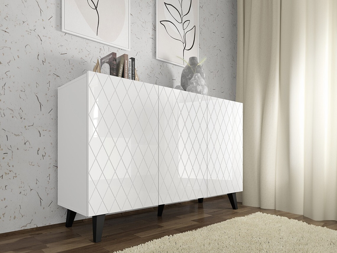 Шкаф Melmoro 104 (Бял гланц + Черен)