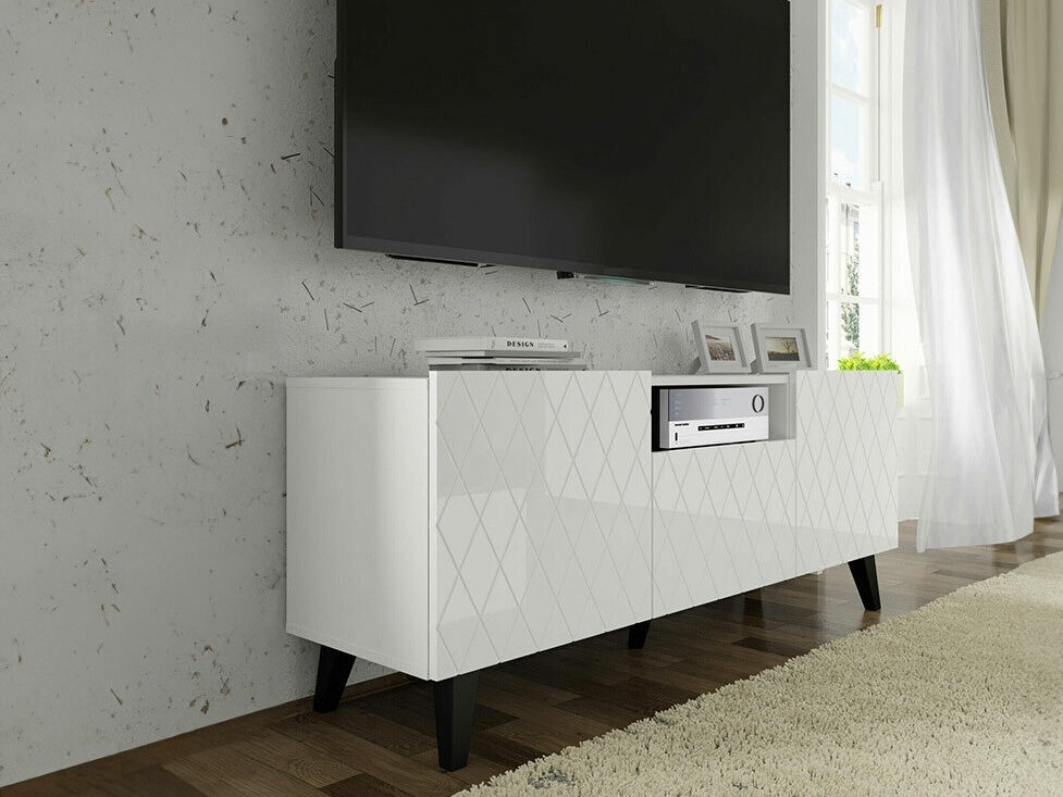 ТВ шкаф Melmoro 105 (Бял гланц + Черен)