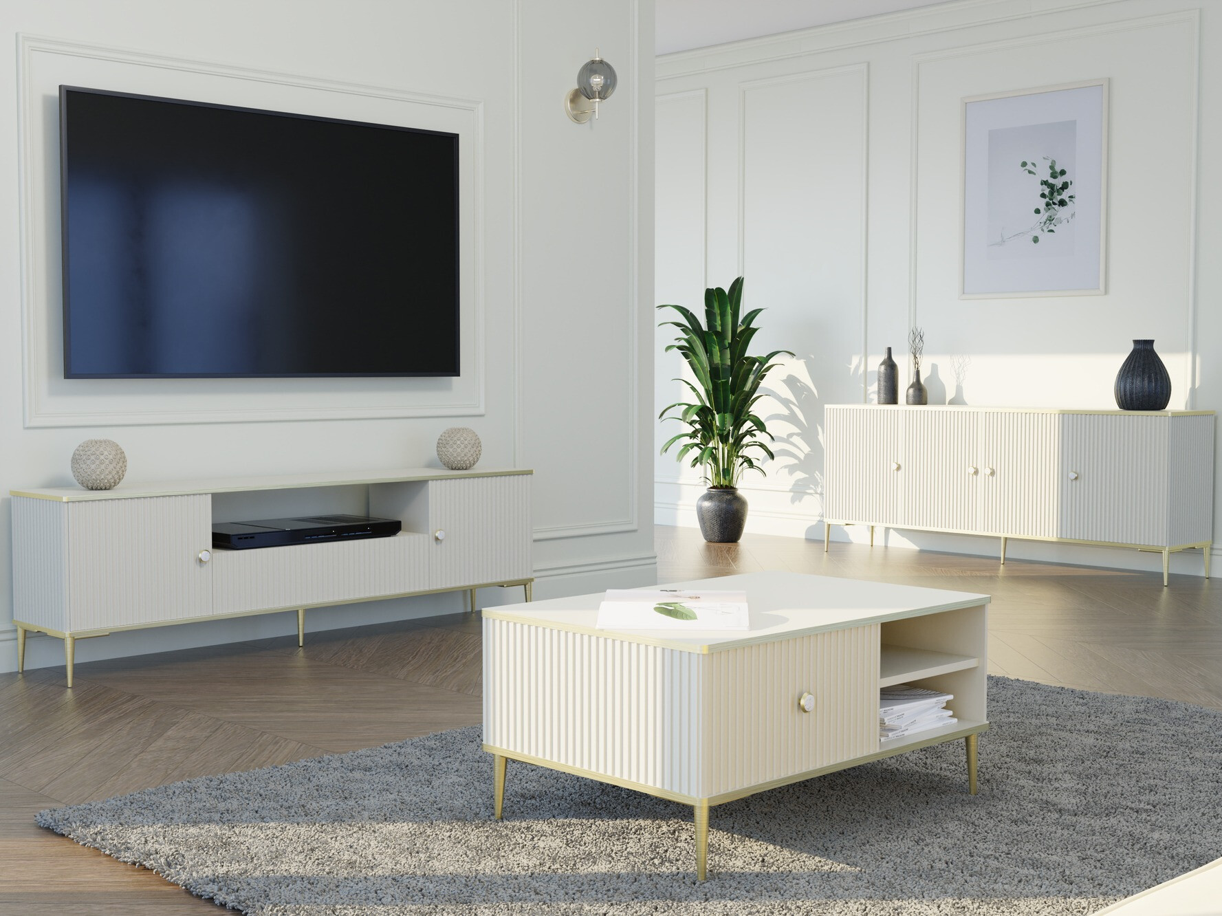 Комплект за хол Romciro 103 (Кашмир + Златно)