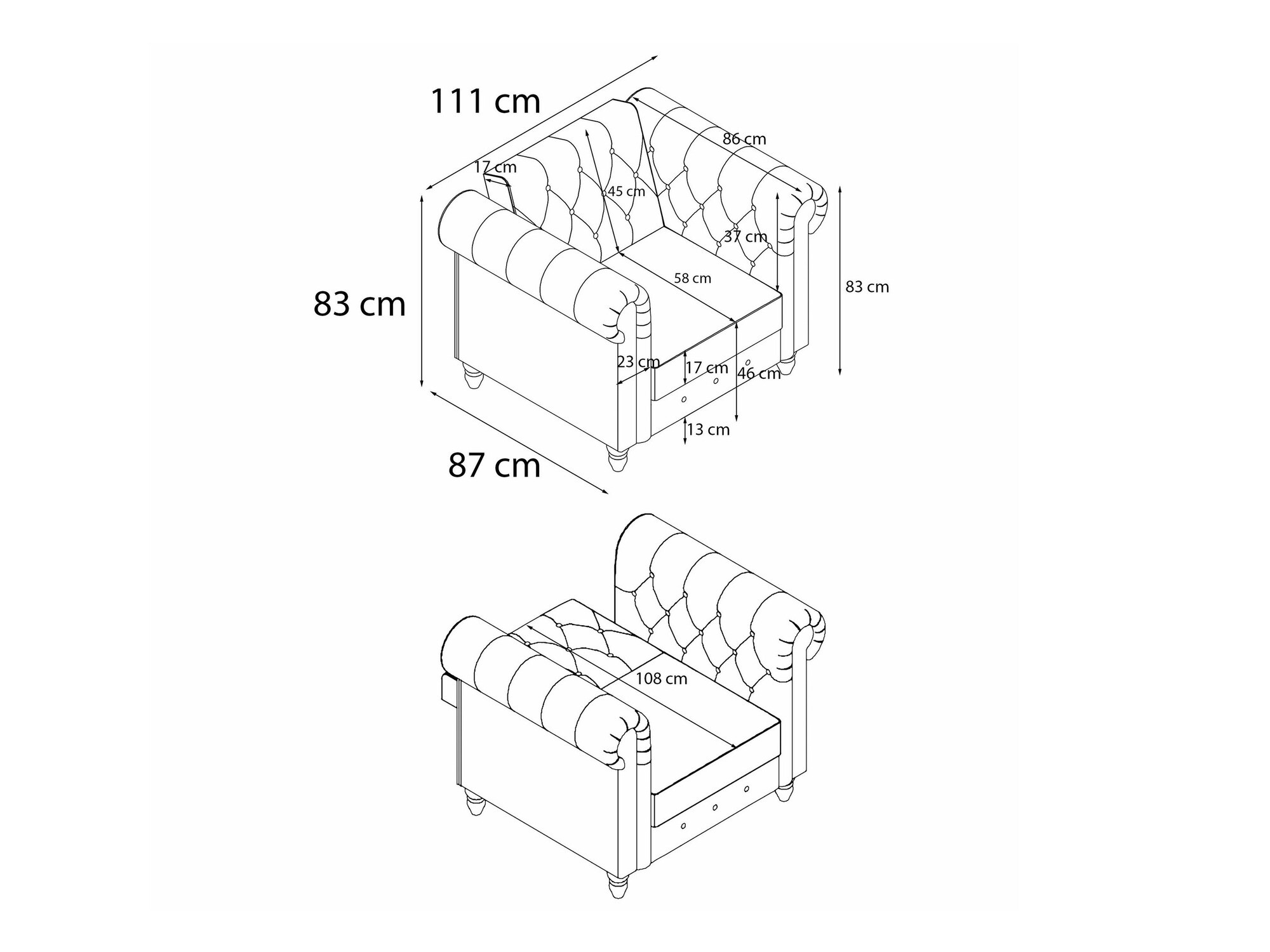 Chesterfield фотьойл Tulsa 630 (Светло сив)