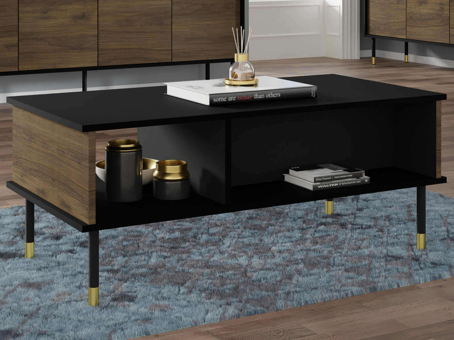 Масичка за кафе Romtole 102 (Черен + Тъмен дъб)