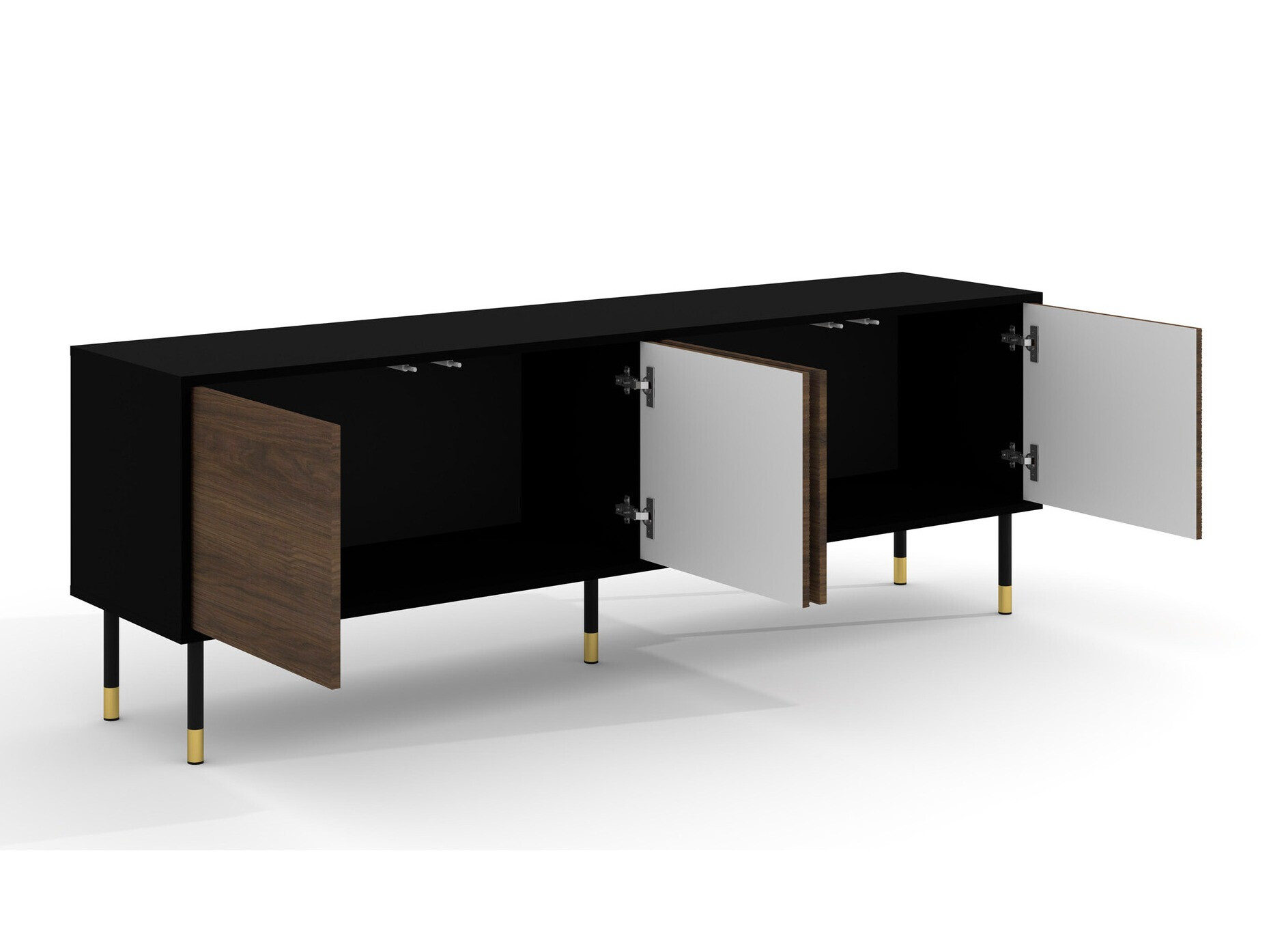 ТВ шкаф Romtole 100 (Черен + Тъмен дъб)