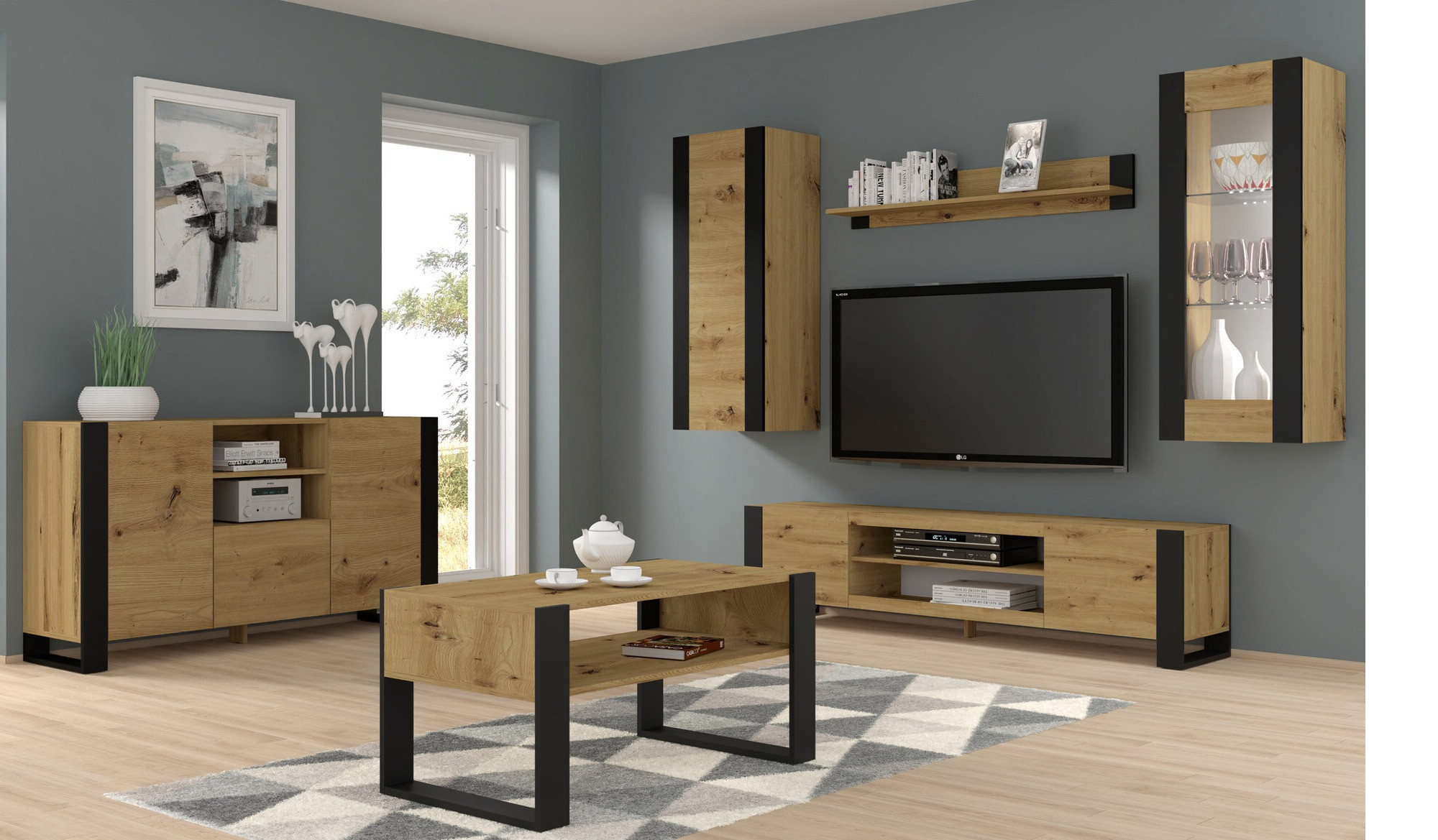 Стенна етажерка Tivtora 104 (Artisan дъб)