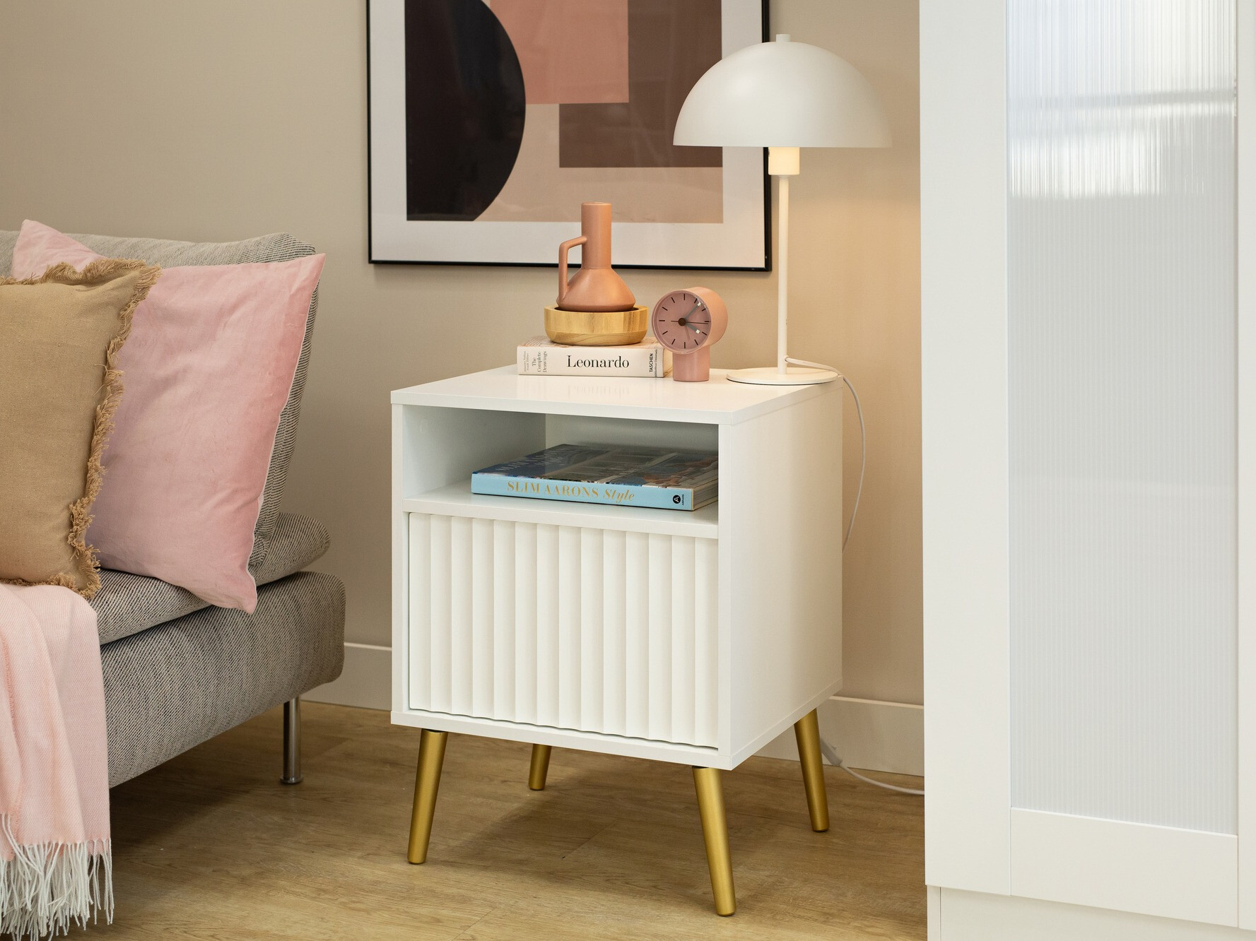 Нощно шкафче Cirferi 106 (Бял + Златно)