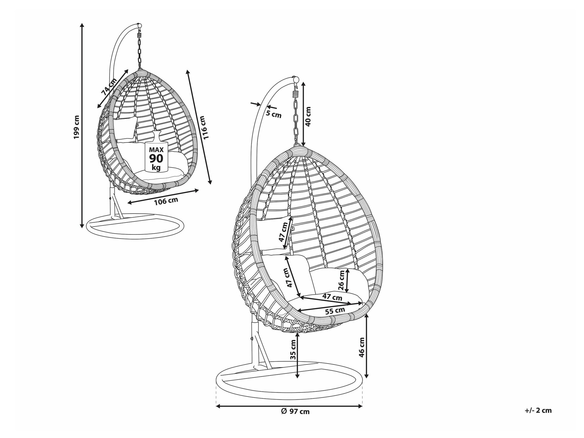 Градинска люлка Berwyn 1910 (Черен)