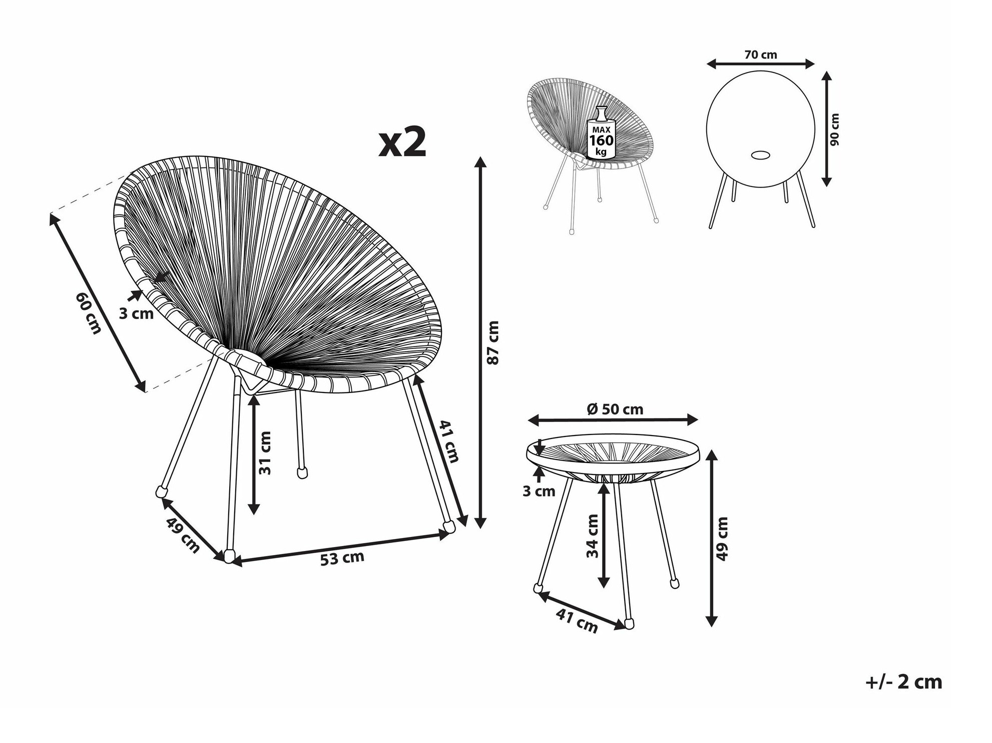 Комплект за балкон Berwyn 1921 (Тъмно сив)