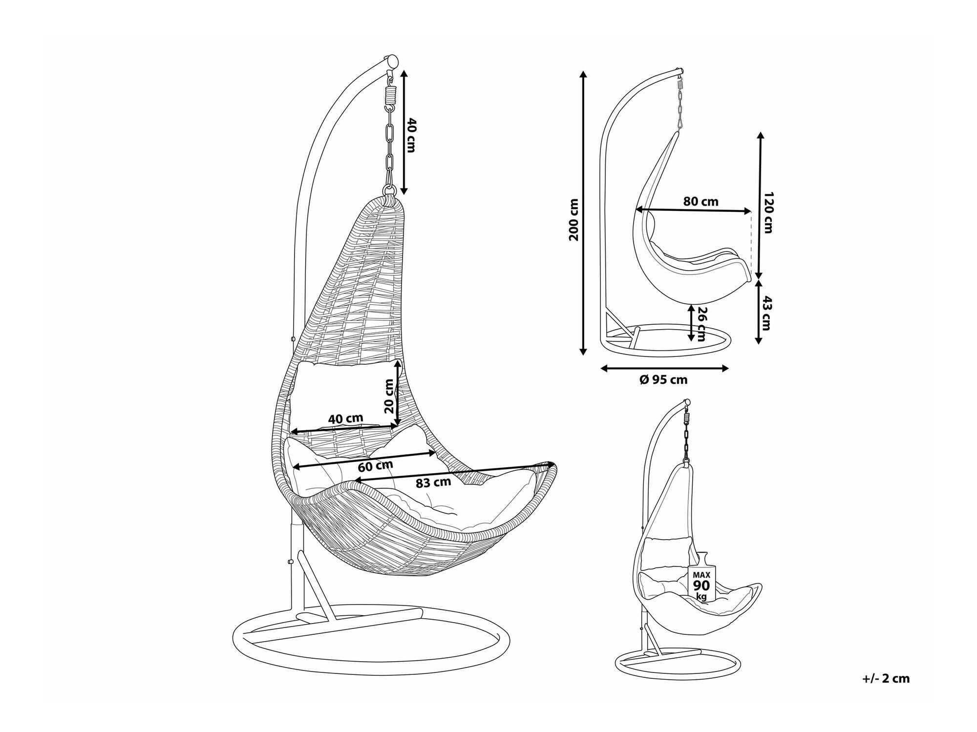 Градинска люлка Berwyn 1944 (Сив)