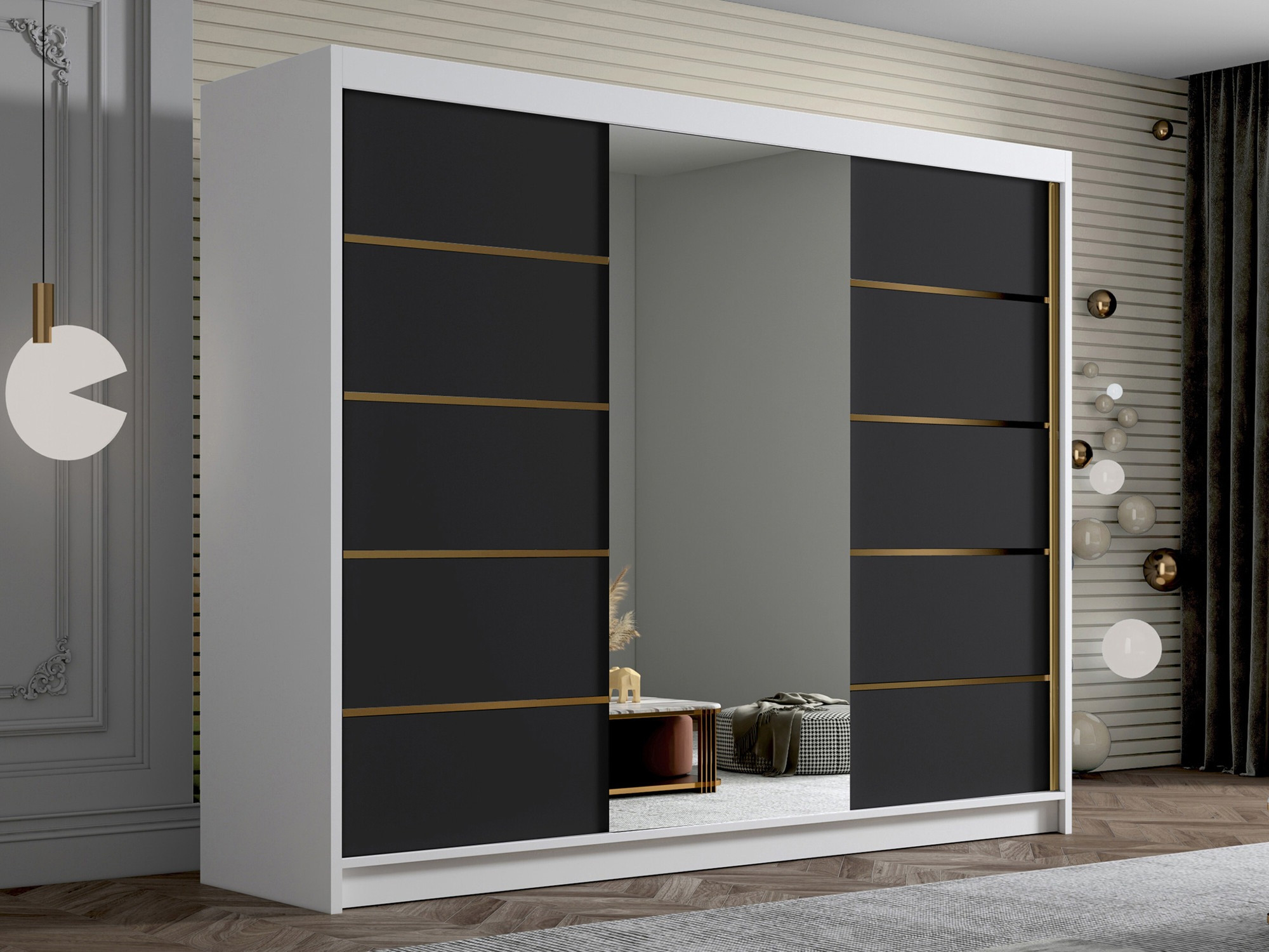 Гардероб Closico Veltron II (Бял + Черен)
